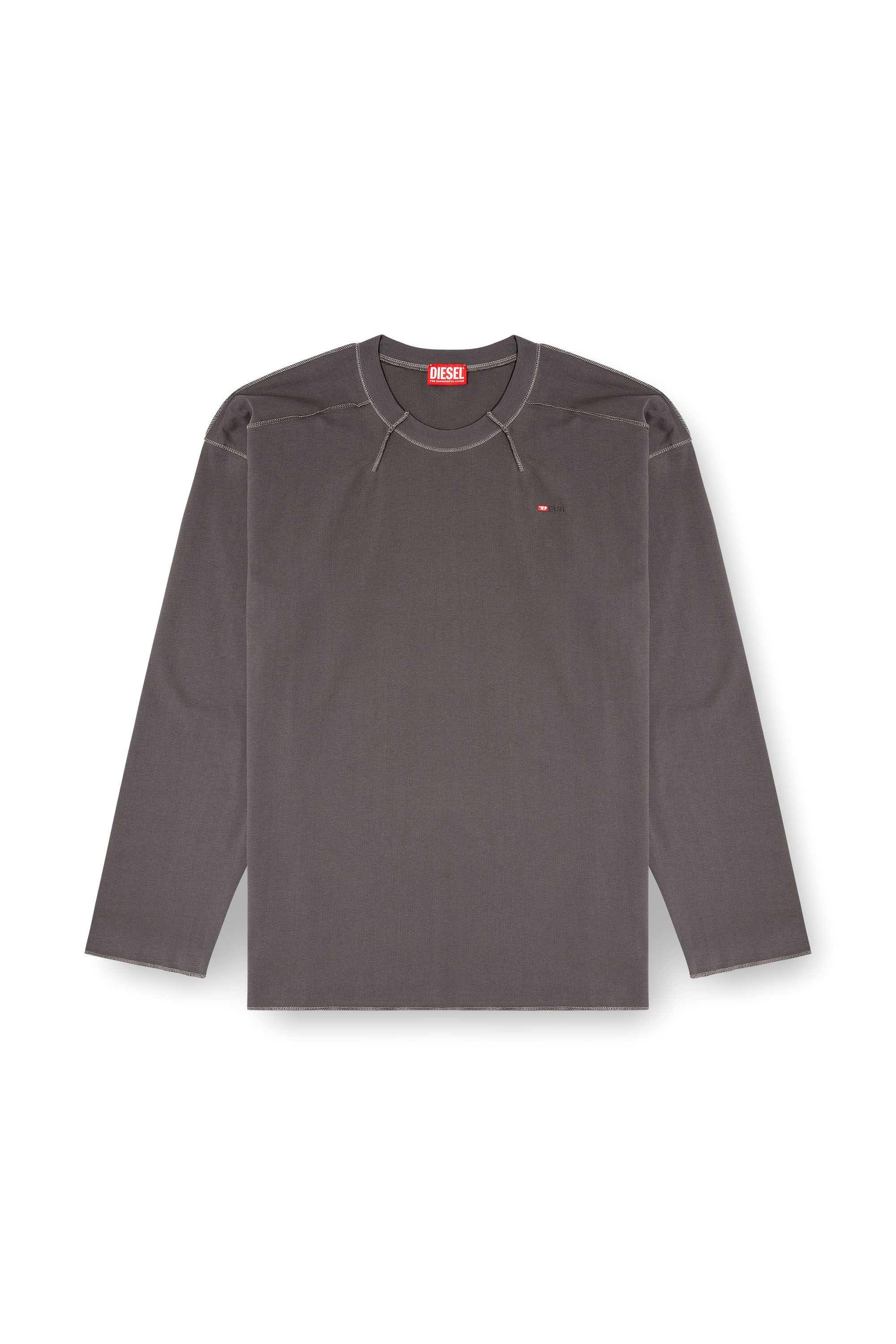 Diesel - T-CRAHOR-BOXT-LS-T1, T-shirt en coton Homme in Gris - 3