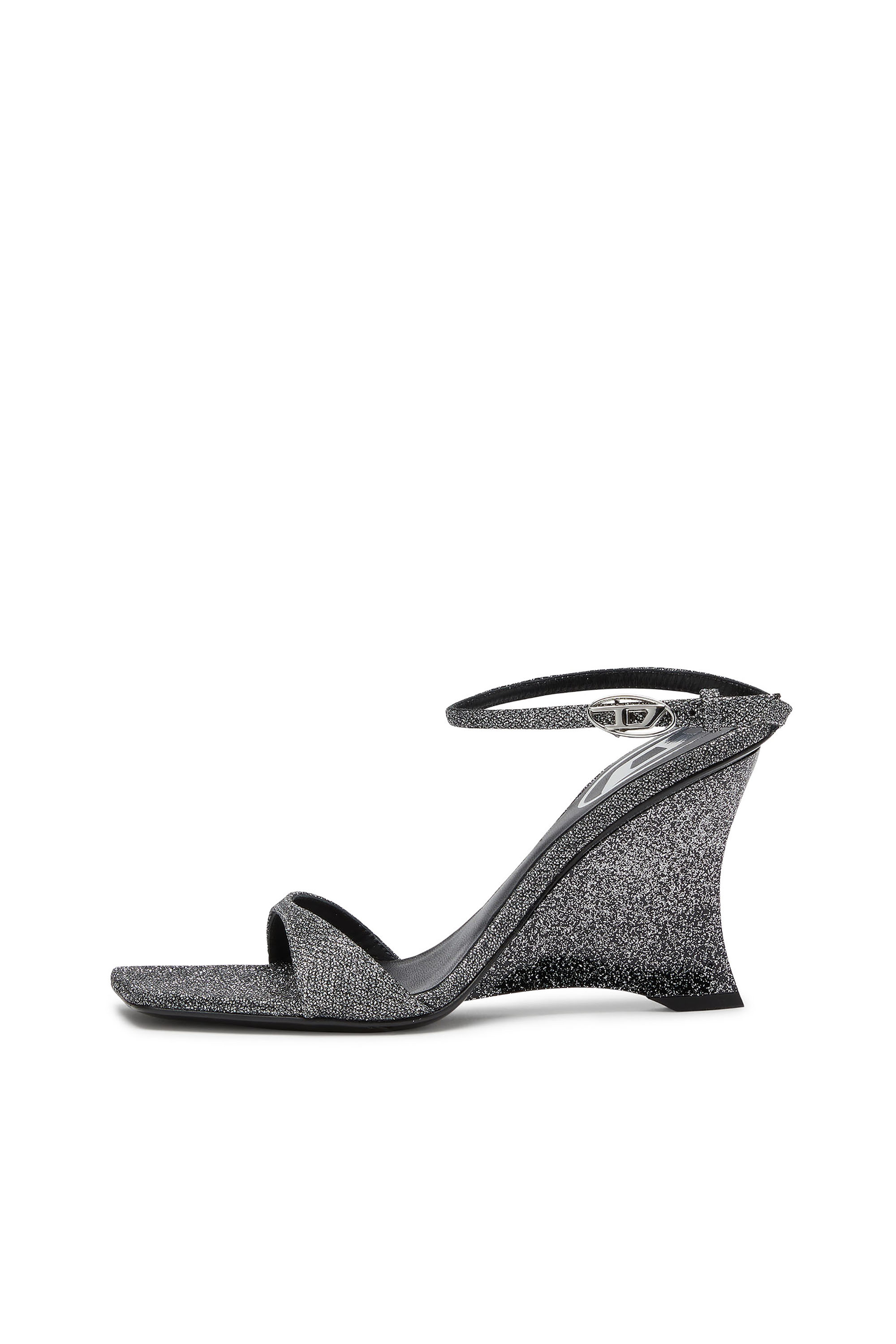 Diesel - D-AMBER SANDAL WEDGE, Damen D-Amber-Wedge Sandalen aus Lurexstoff in Silber - 2