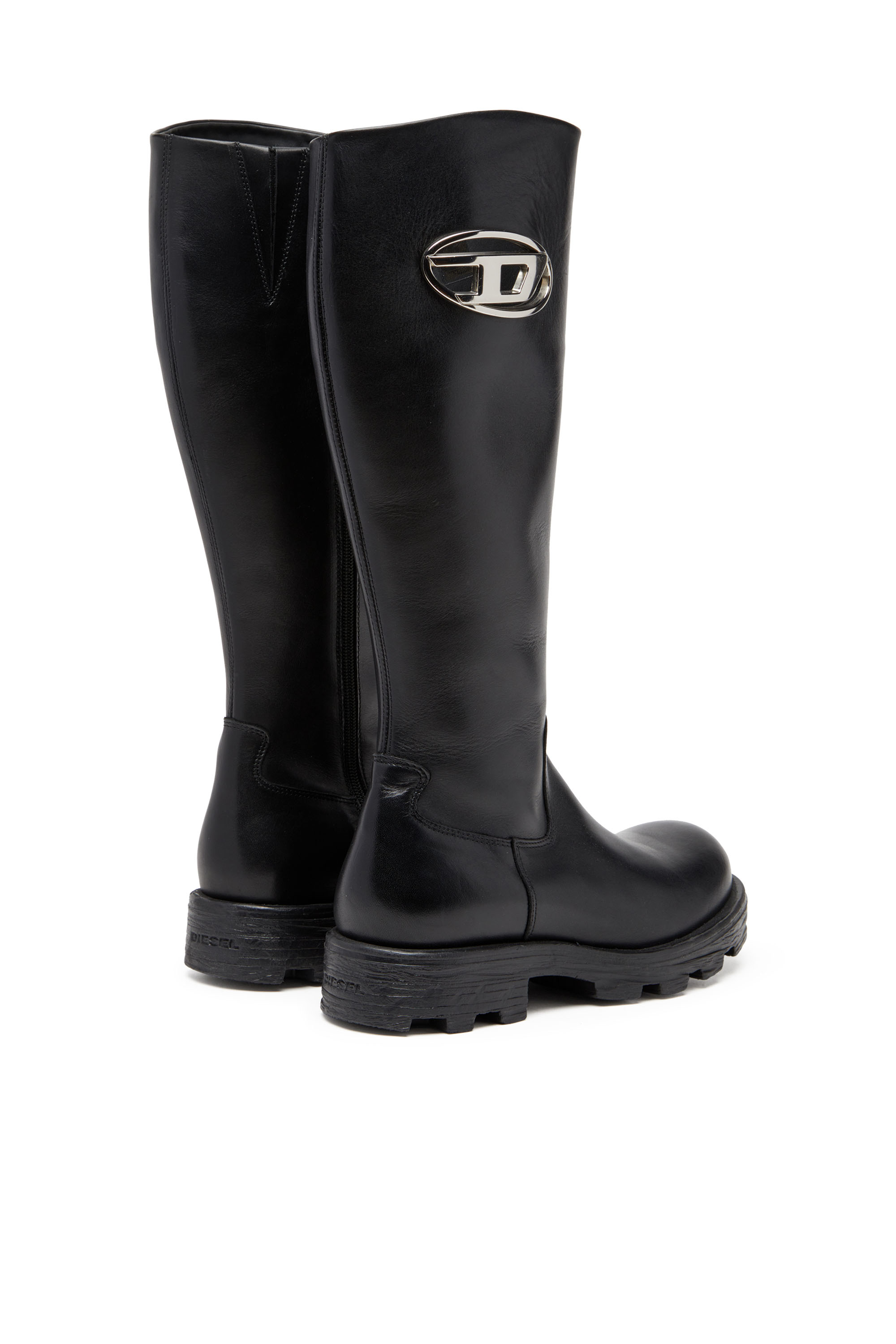 Diesel - D-HAMMER HB D W, D-Hammer-Stivale knee-high in pelle Donna in Nero - 3