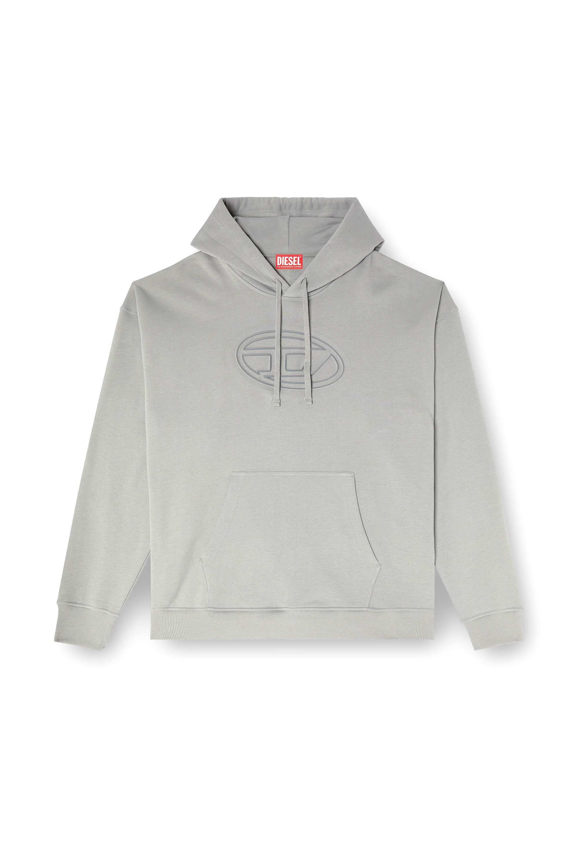 Diesel - S-UMMER-BIGOVAL, Hoodie con logo Oval D in rilievo Uomo in Grigio - 3