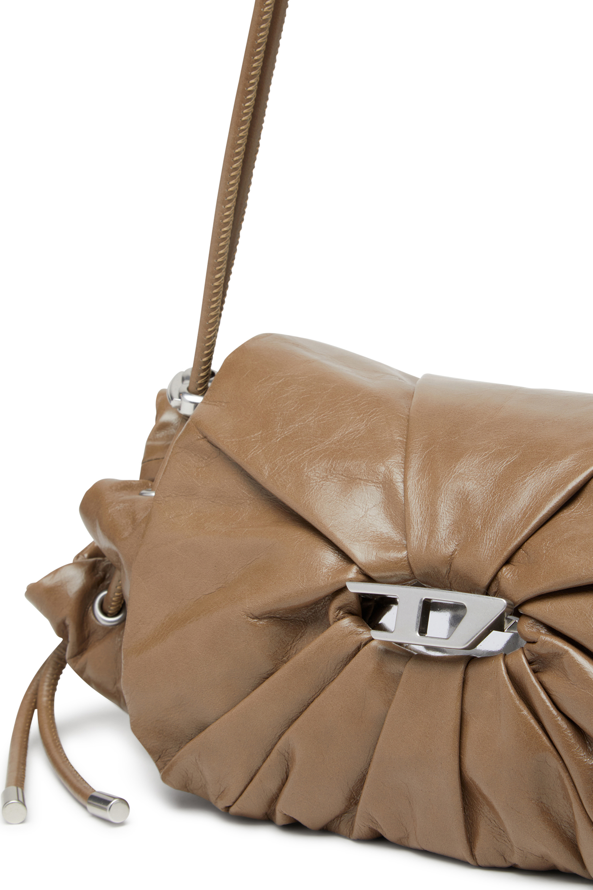 Diesel - SCRUNCH-D SHOULDER S, Scrunch-D S-Borsa a spalla in pelle arricciata Donna in Marrone - 5