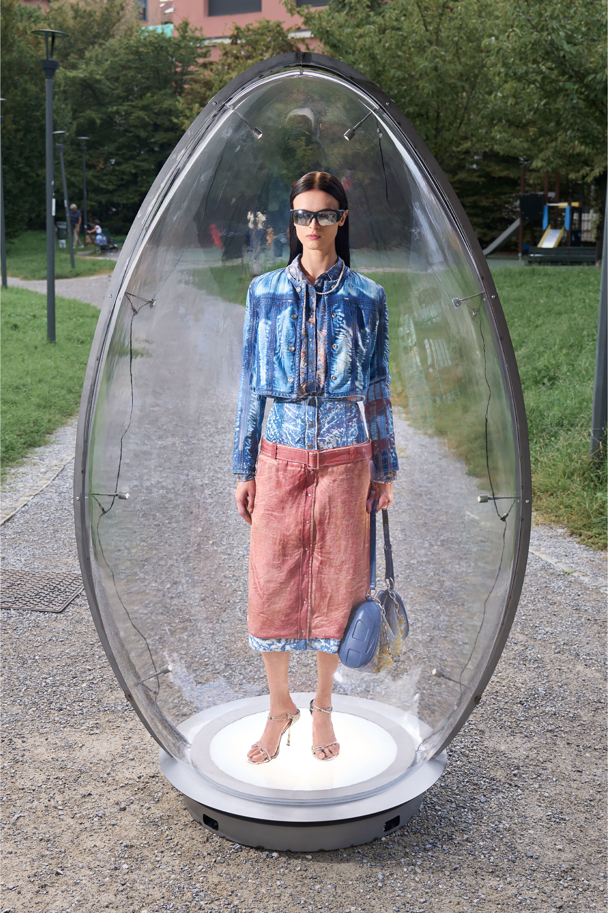 Diesel - DE-SYPHRA-FSI, Giacca cropped in denim lyocell effetto X-Ray Donna in Blu - 3
