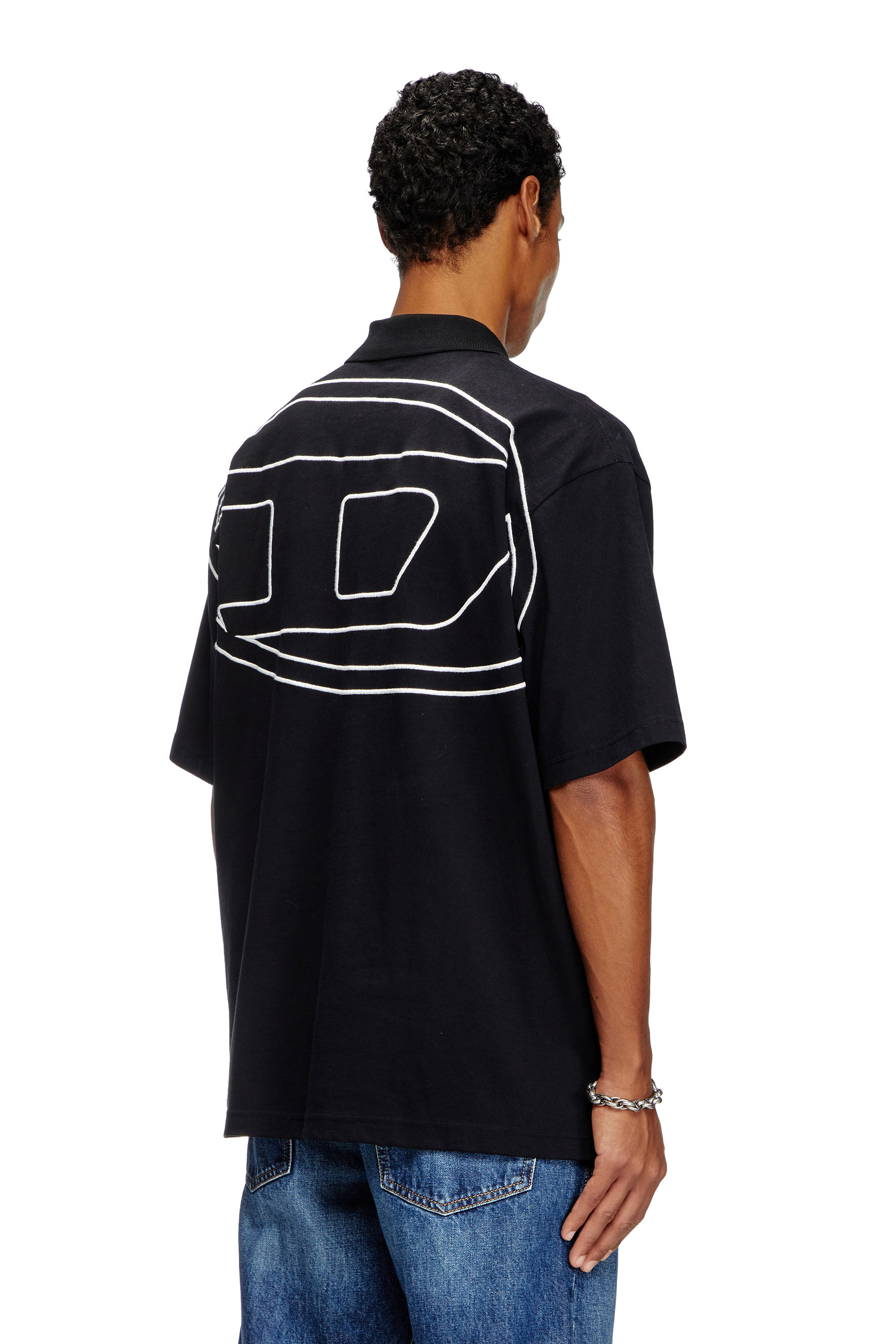 Diesel - T-VORT-MEGOVAL-D, Herren Poloshirt mit großer Oval D-Stickerei in Schwarz - 3