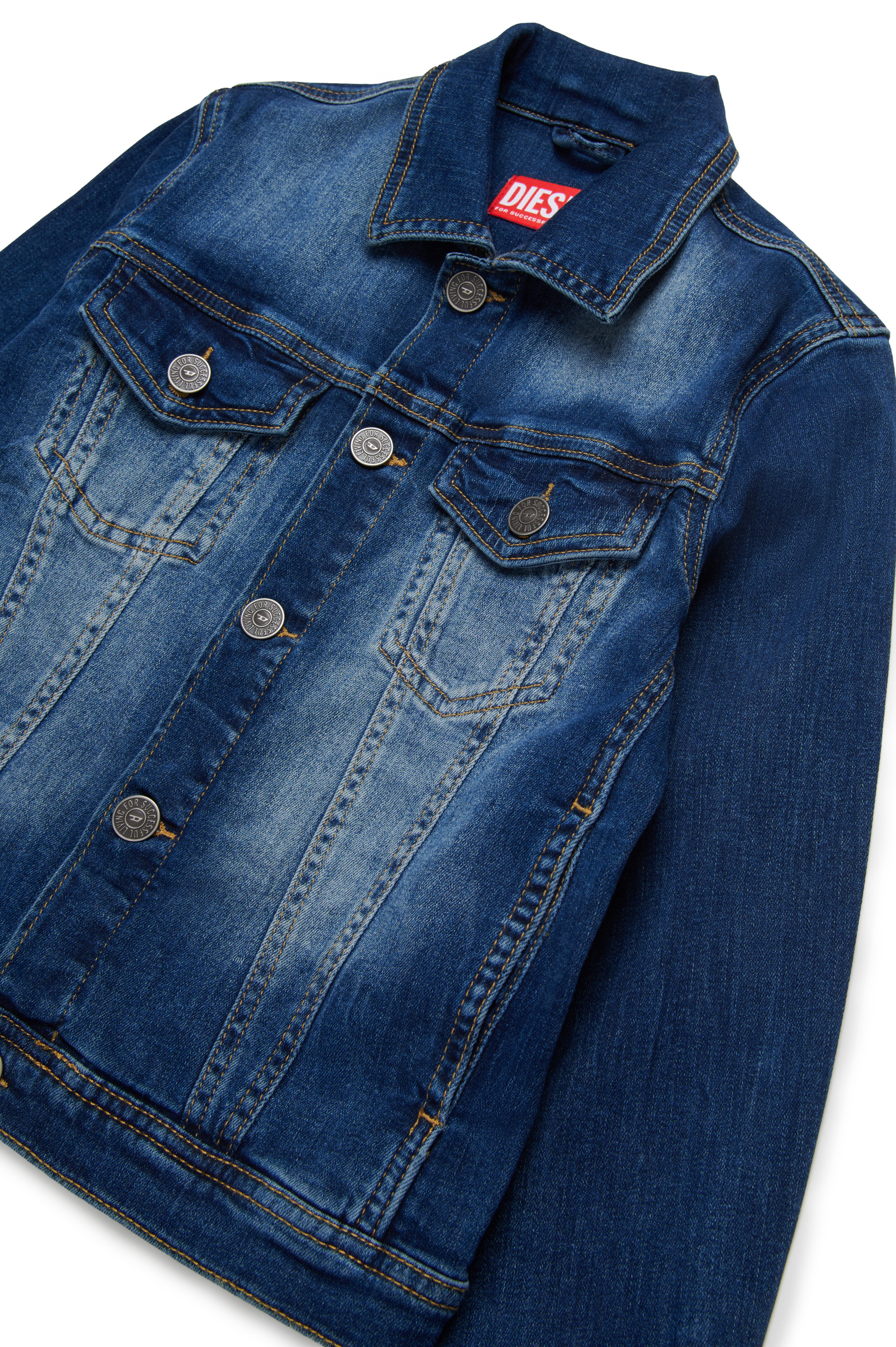 Diesel - JNHILL, Veste trucker en denim effet déchiré-réparé Homme in Bleu - 3