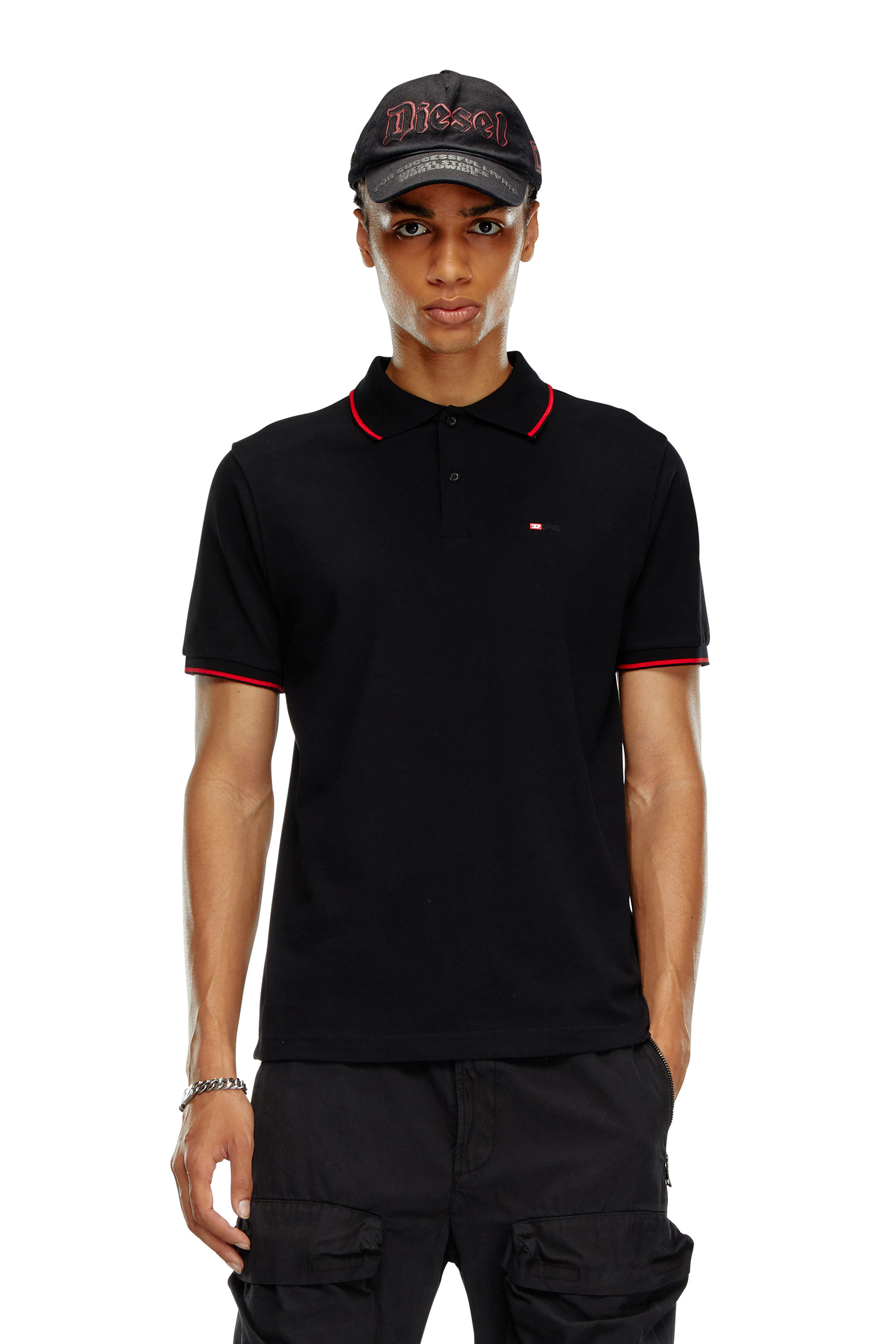 Diesel - T-FERRY-MICRODIV, Herren Poloshirt mit Diesel-Microstickerei in Schwarz - Image 1