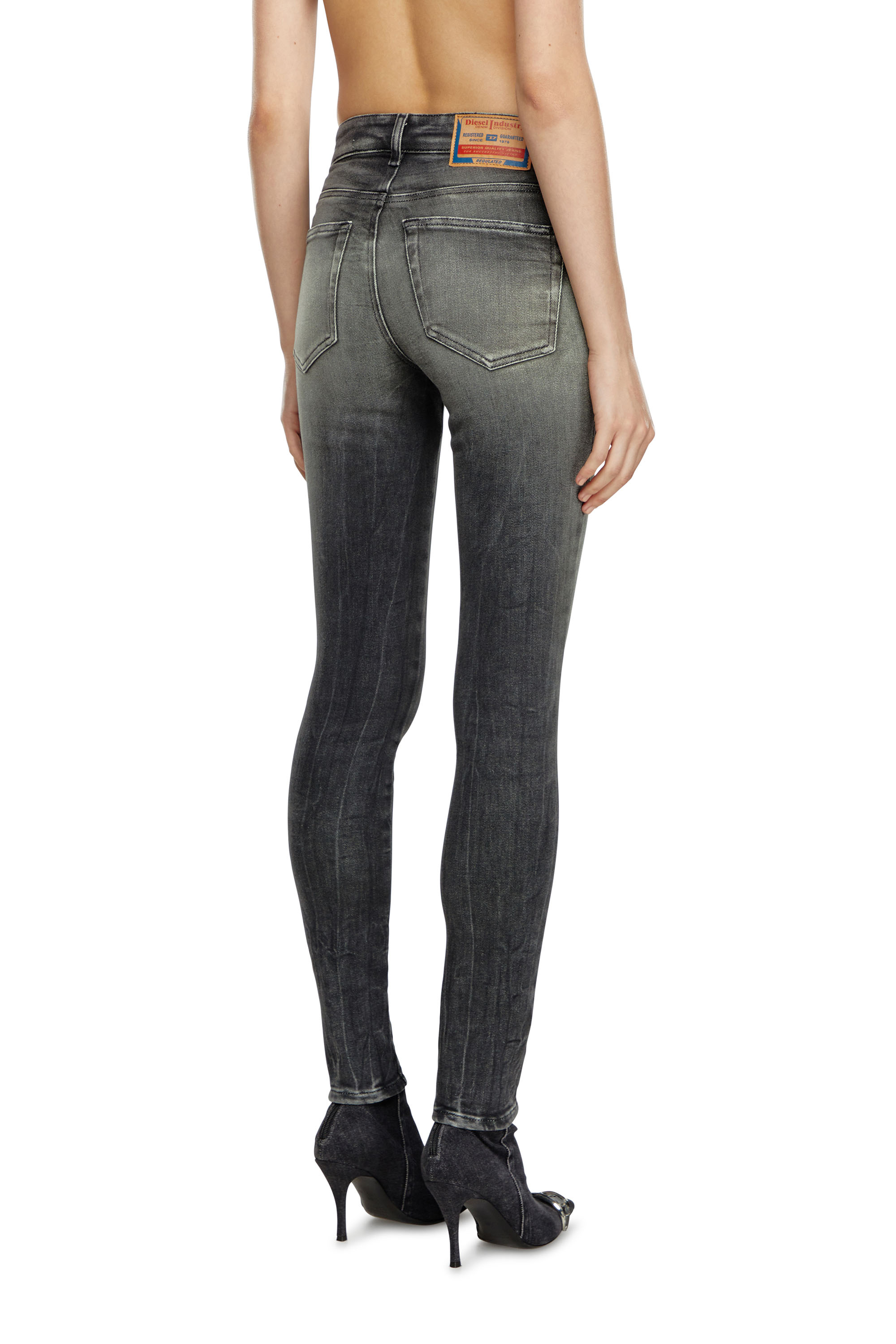 Diesel - Super skinny Jeans 2017 Slandy 09J08 Femme, Noir/Gris foncé - Image 3