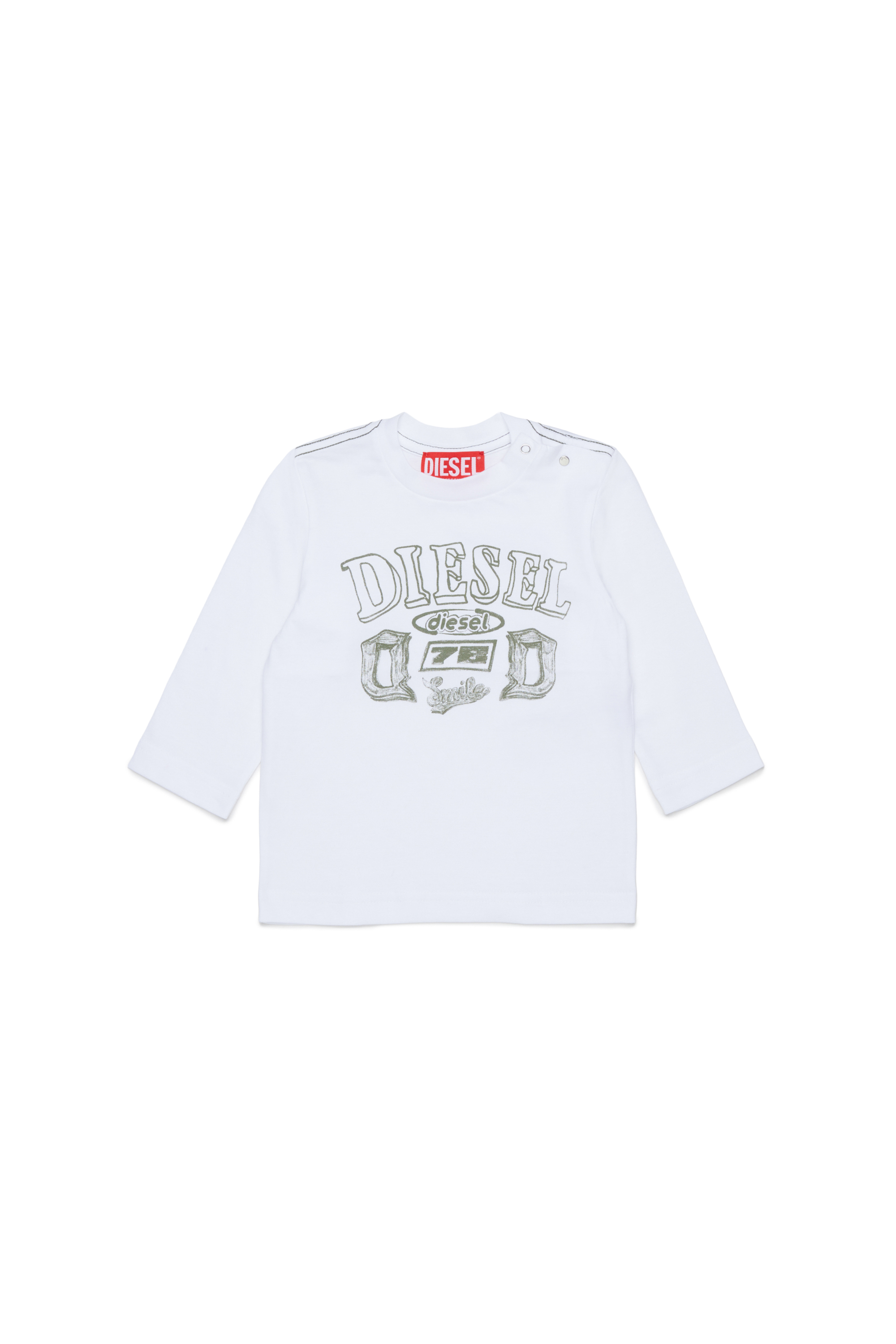 Diesel - TBANB, T-shirt &agrave; manches longues avec logo imprim&eacute; Homme in Blanc - 1