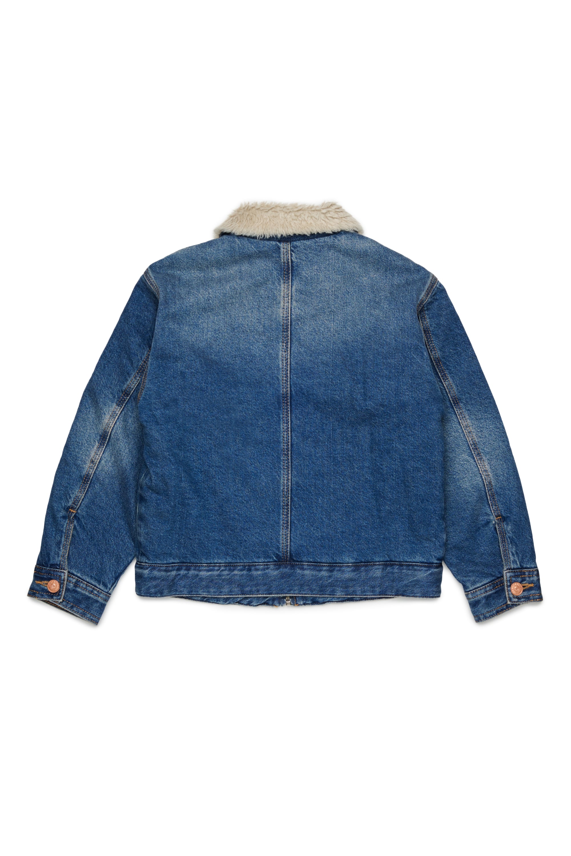 Diesel - JOMOX-FUR, Giacca in denim con collo sherpa in teddy fleece Uomo in Blu - 2