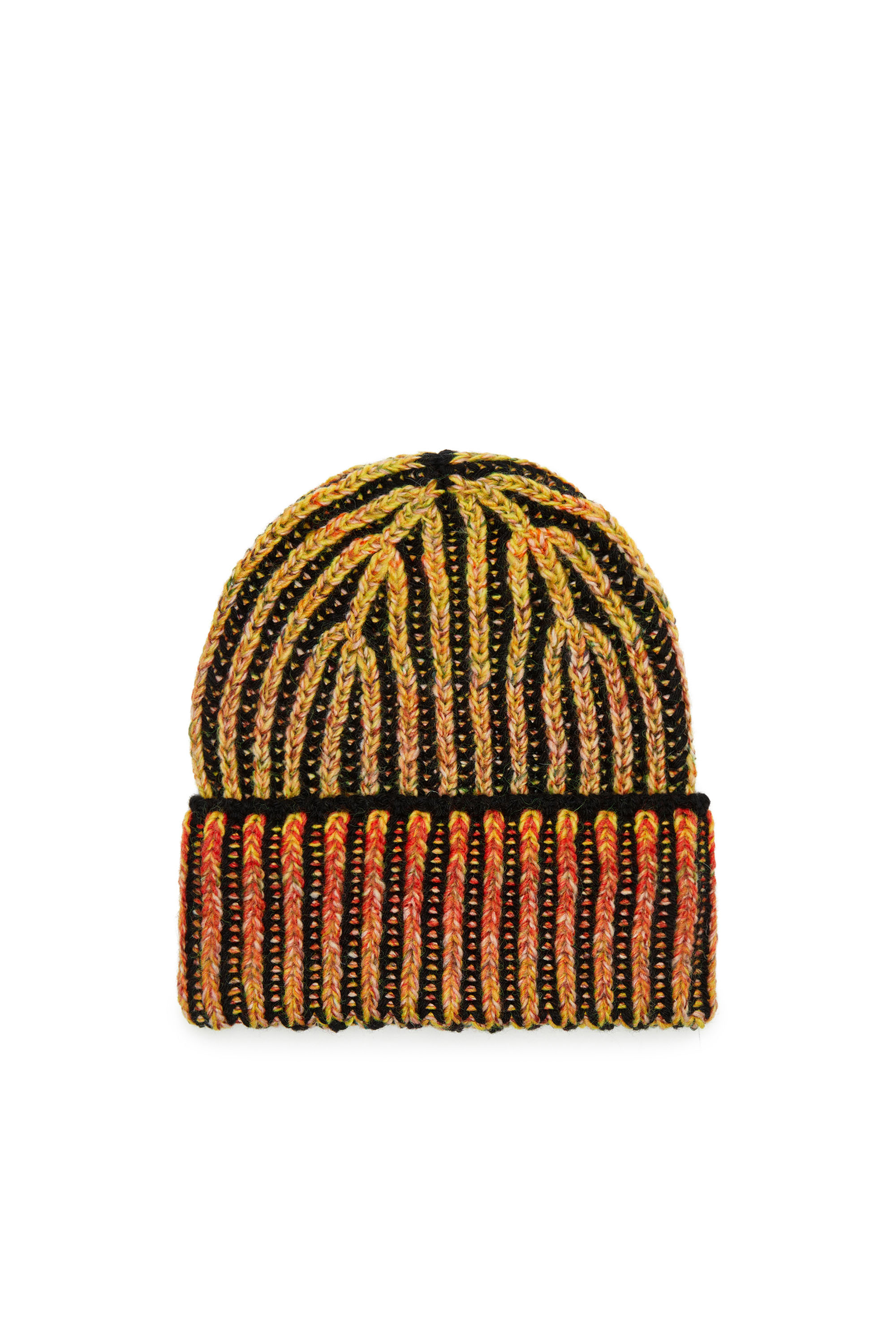 Diesel - K-BIRBY, Unisex Beanie a coste con righe fluo dégradé in Multicolor - Image 1