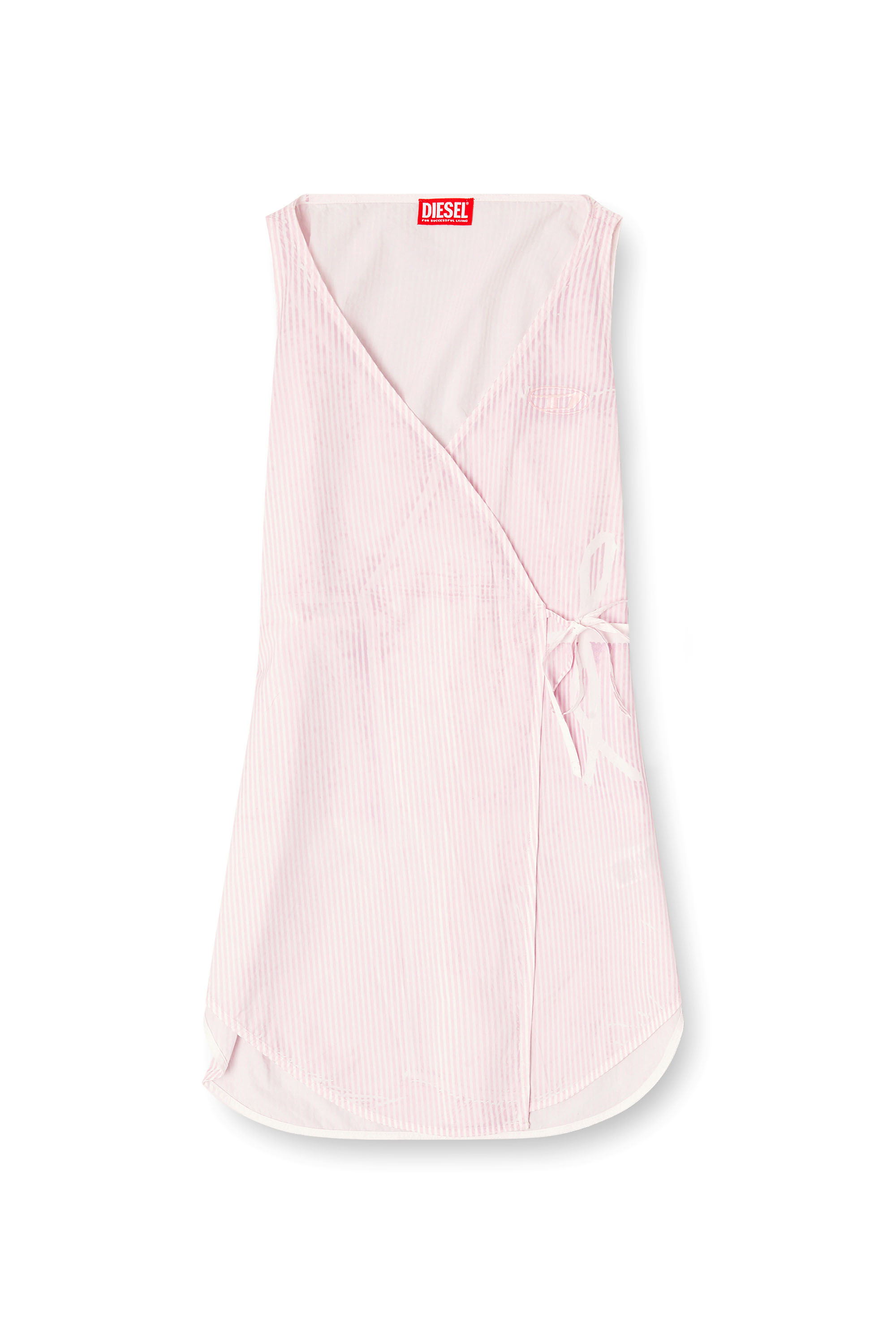 Diesel - D-ELPHOS-SL, Minidress in popeline a righe sottili Donna in Rosa - 2