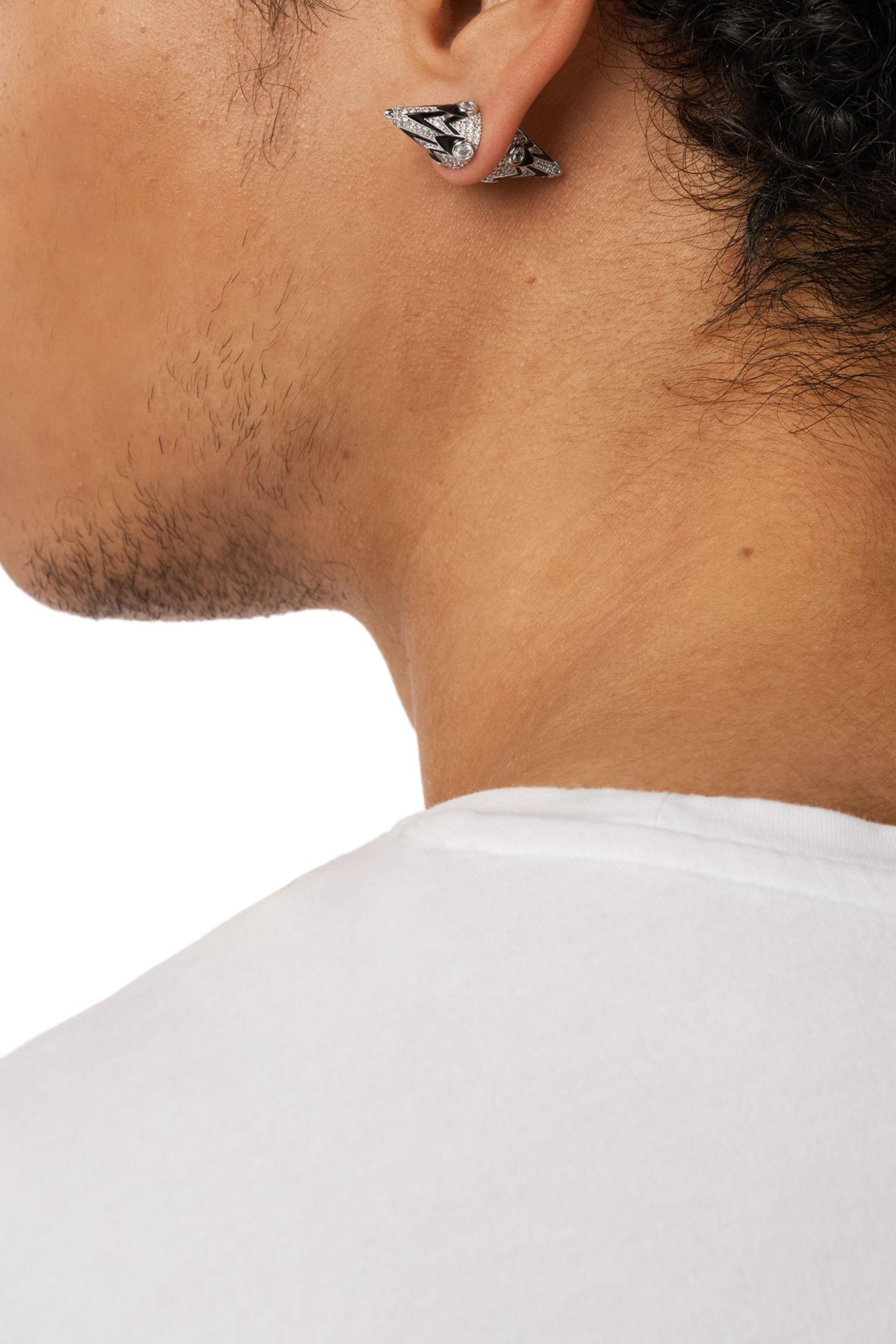 Diesel - DX1657931 JEWELLERY, Unisex Zweifarbige Messing-Ohrstecker in Silber/Schwarz - 4