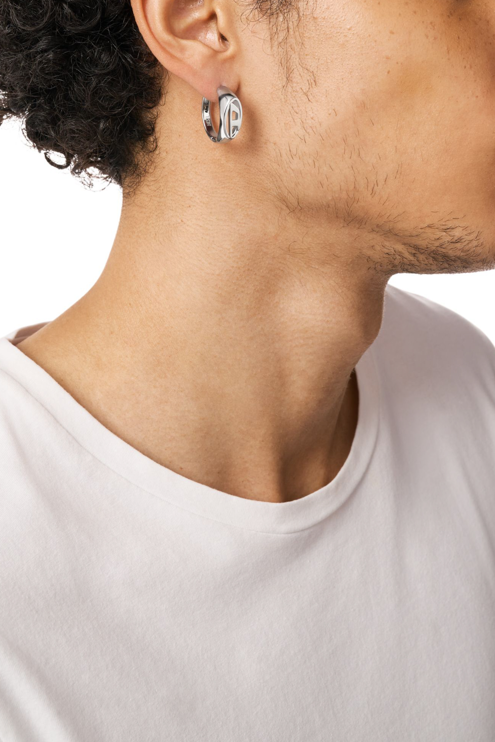 Diesel - DX1642040 JEWELLERY, Orecchino a cerchio in acciaio inossidabile Unisex in Argento - 4