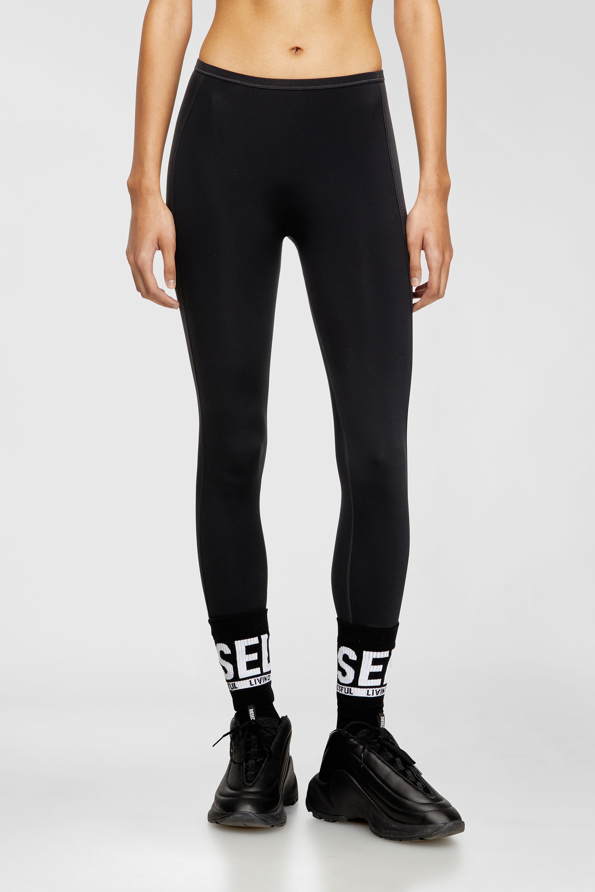 Diesel - MEREDITH-UTLT, Leggings in nylon con Oval D e aperto sulla schiena Donna in Nero - 2