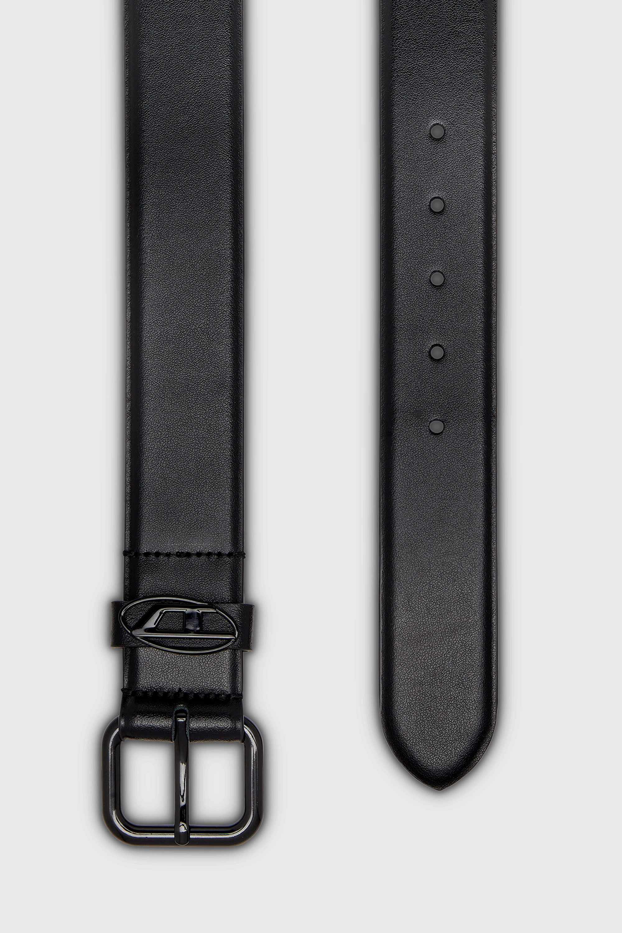 Diesel - B-1DR OVAL D LOOP, Ceinture 3.9 cm en cuir avec plaque &agrave; logo Mixte in Noir - 2