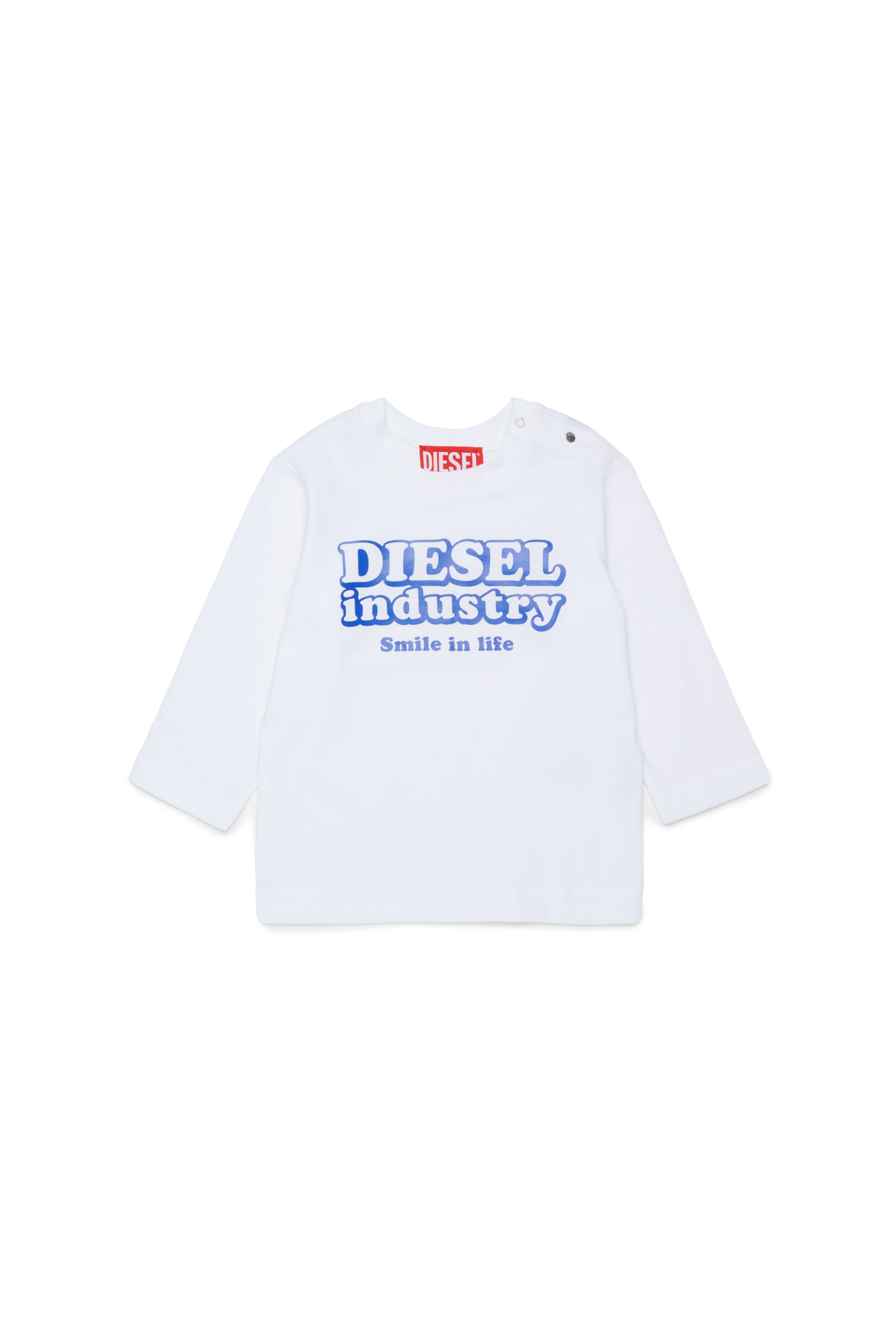 Diesel - TLODIMB, T-shirt &agrave; manches longues avec imprim&eacute; Diesel Industry Homme in Blanc - 1