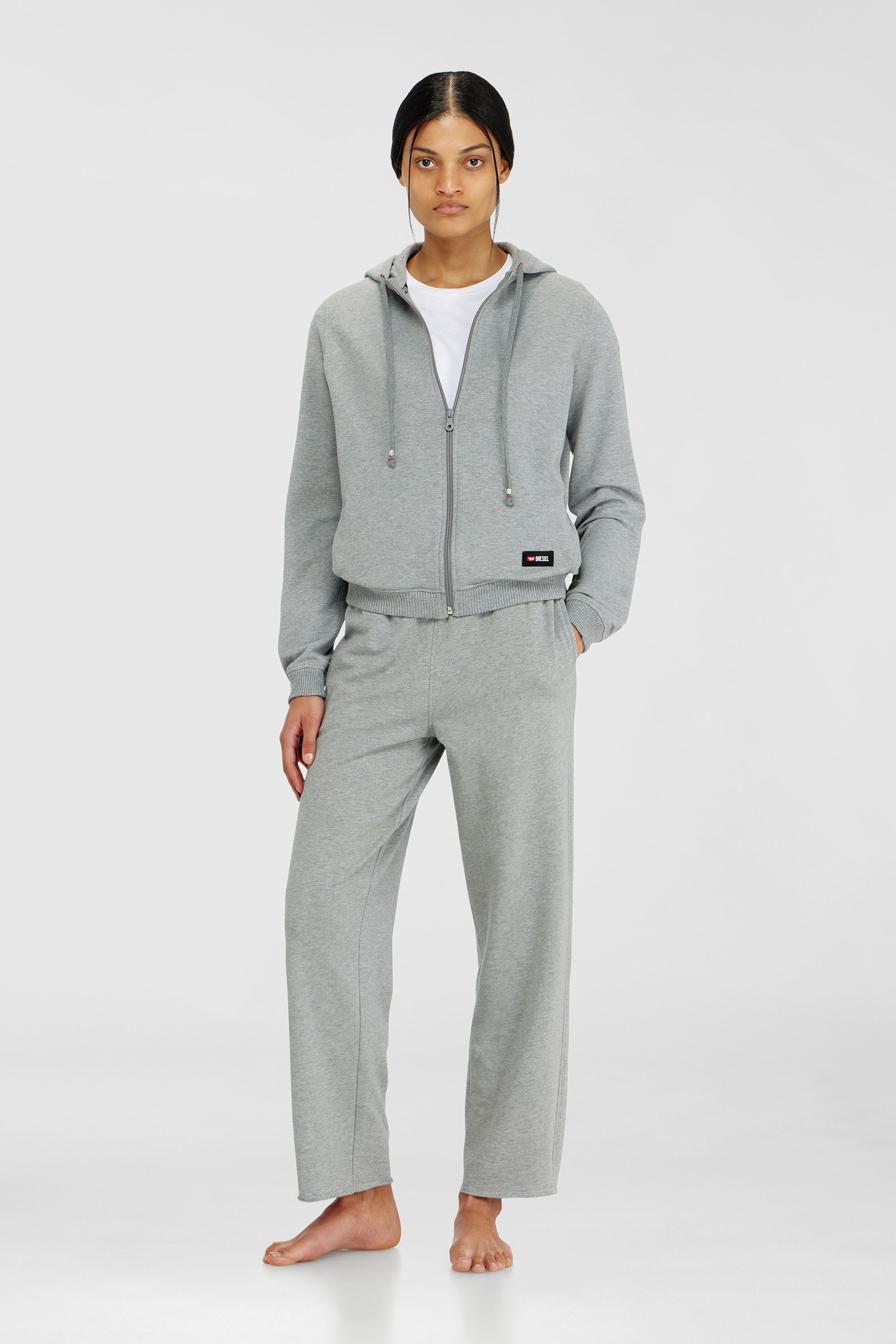 Diesel - HARRIET-D-CORE, Felpa con cappuccio in misto cotone smerigliato Donna in Grigio - 2