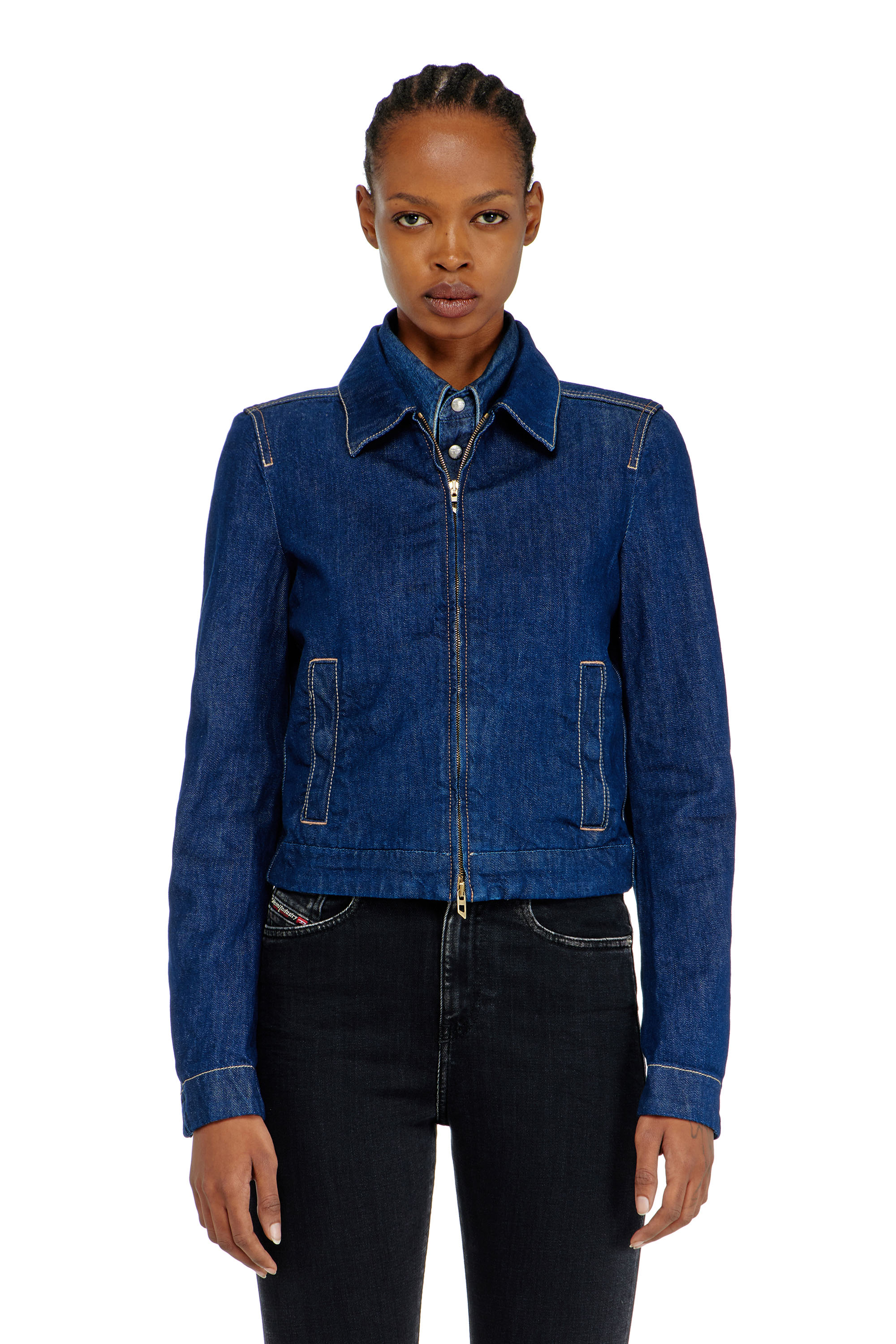 Diesel - DE-CORB, Veste coach en rinse denim Femme in Bleu - 2
