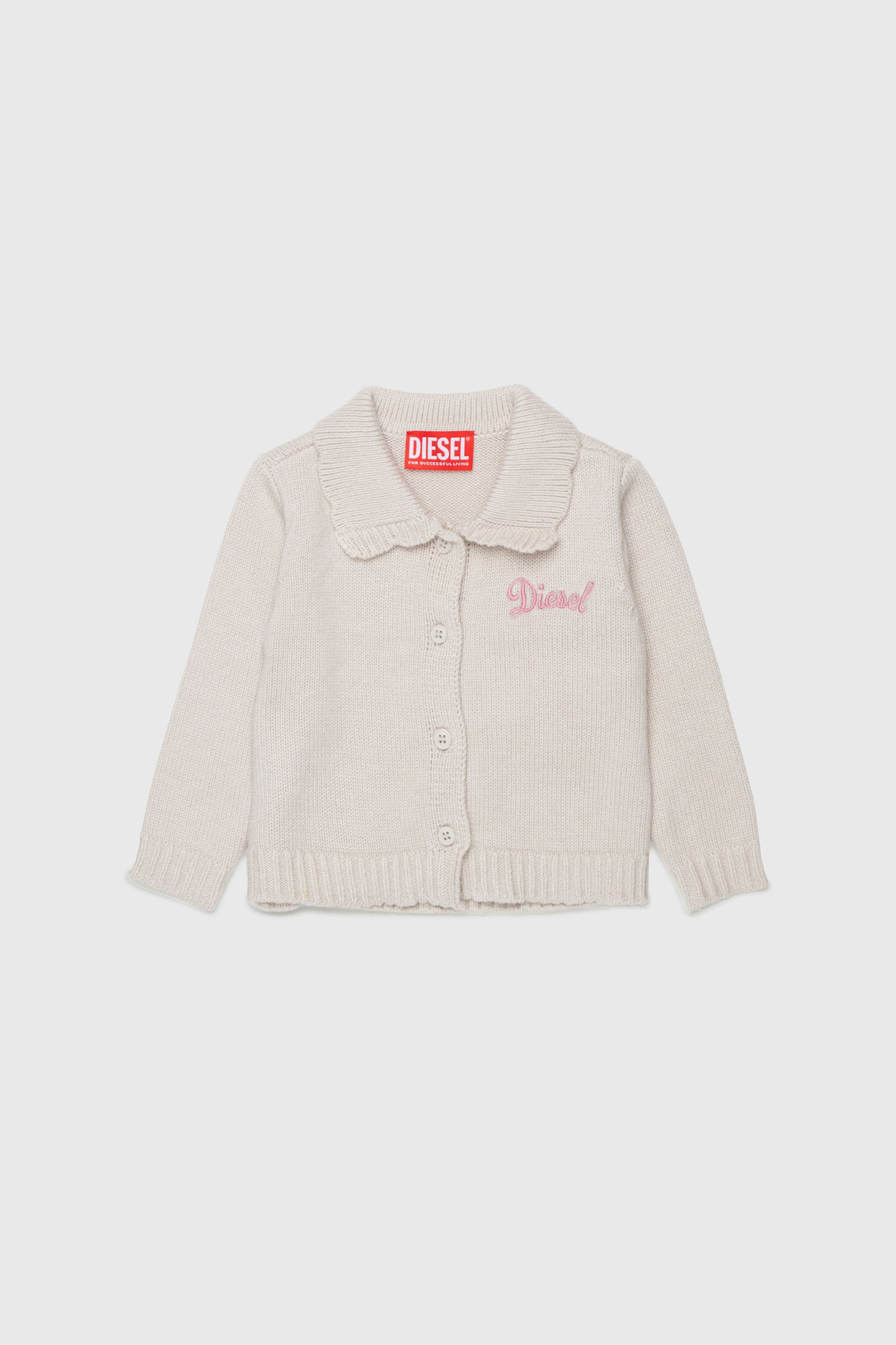 Diesel - KSCALOB, Cardigan enrichi en cachemire avec col festonn&eacute; Femme in Blanc - 1