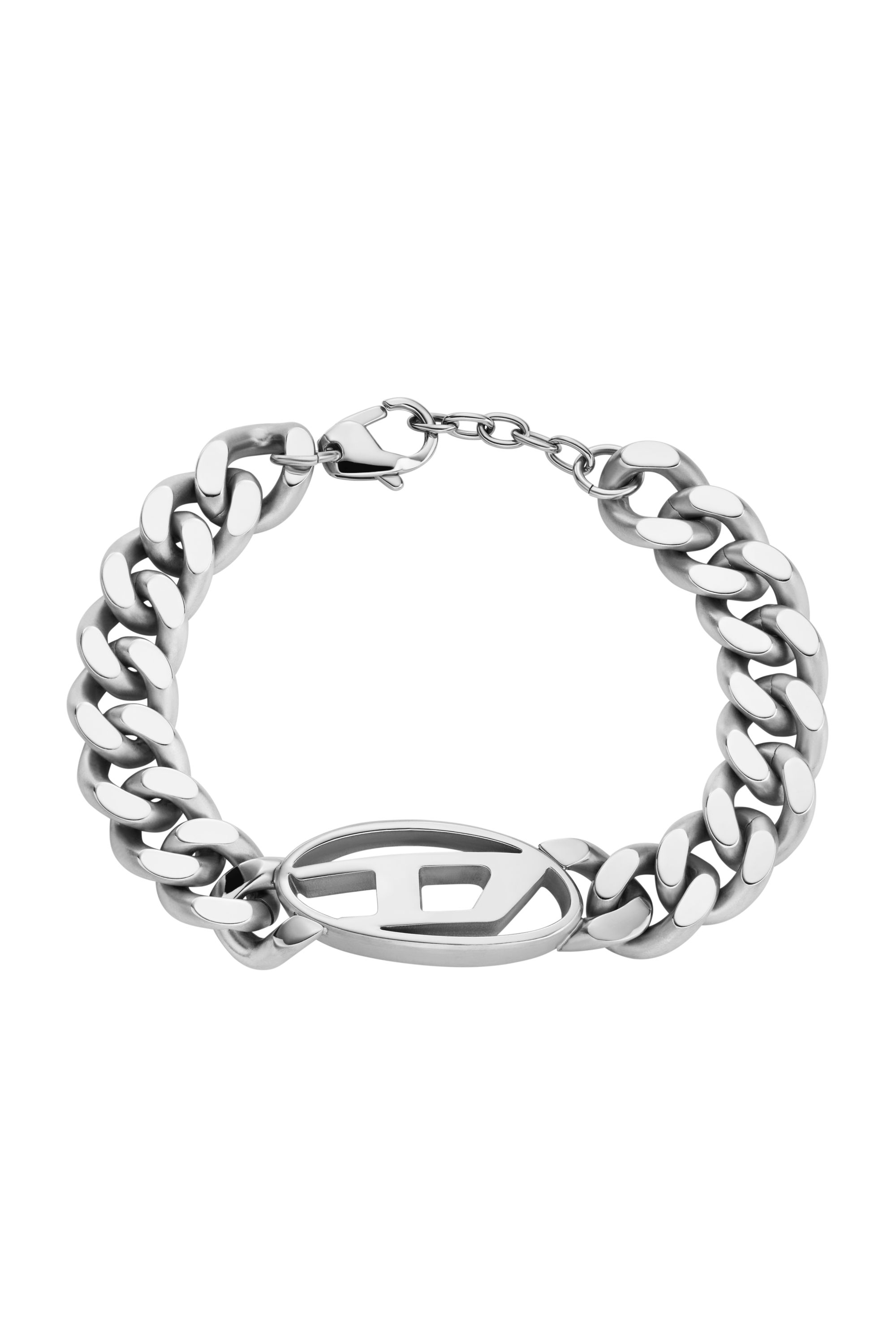 Diesel - DX1432, Bracelet chaîne en acier inoxydable avec logo oval D Homme in Gris argenté - 1