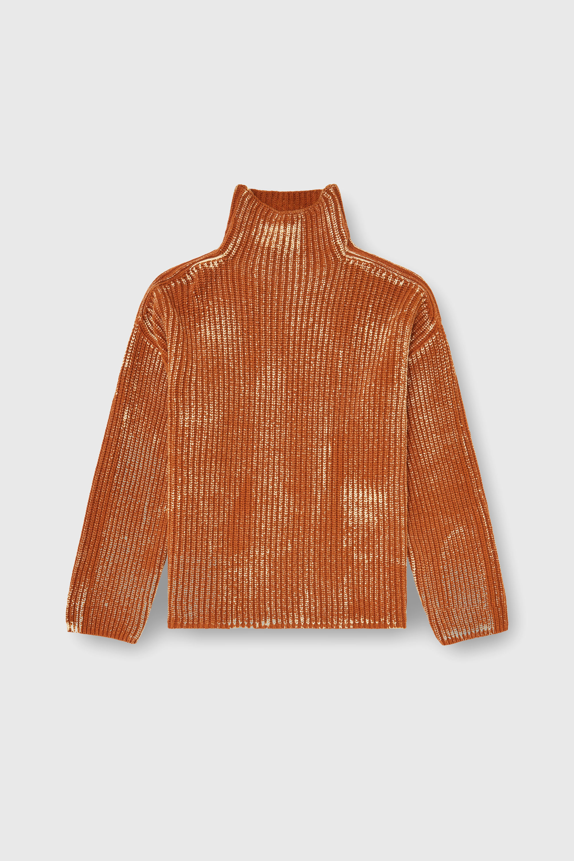 Diesel - M-AMET, Damen Pullover mit Funnelkragen aus gerippter Wollmischung in Braun - 2