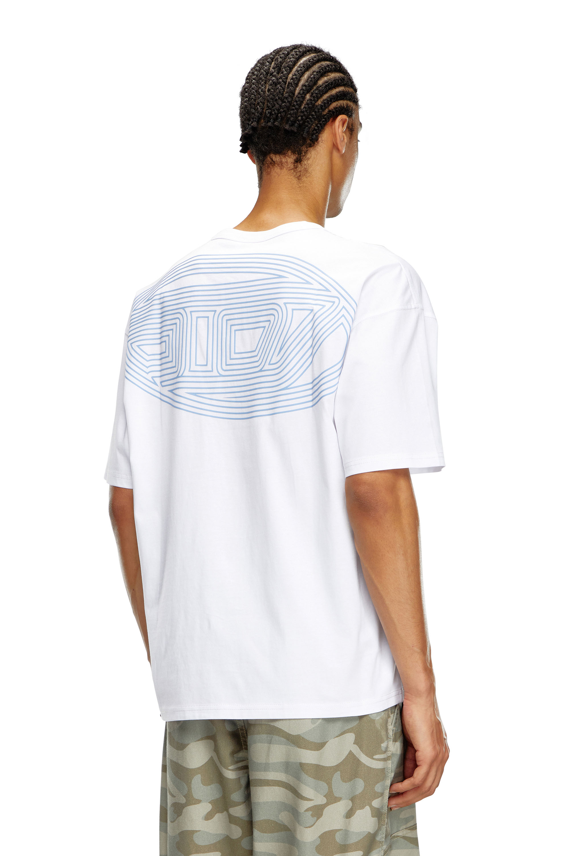 Diesel - T-BOXT-K18, Herren T-Shirt mit Oval D-Print und Stickerei in Weiß - 4