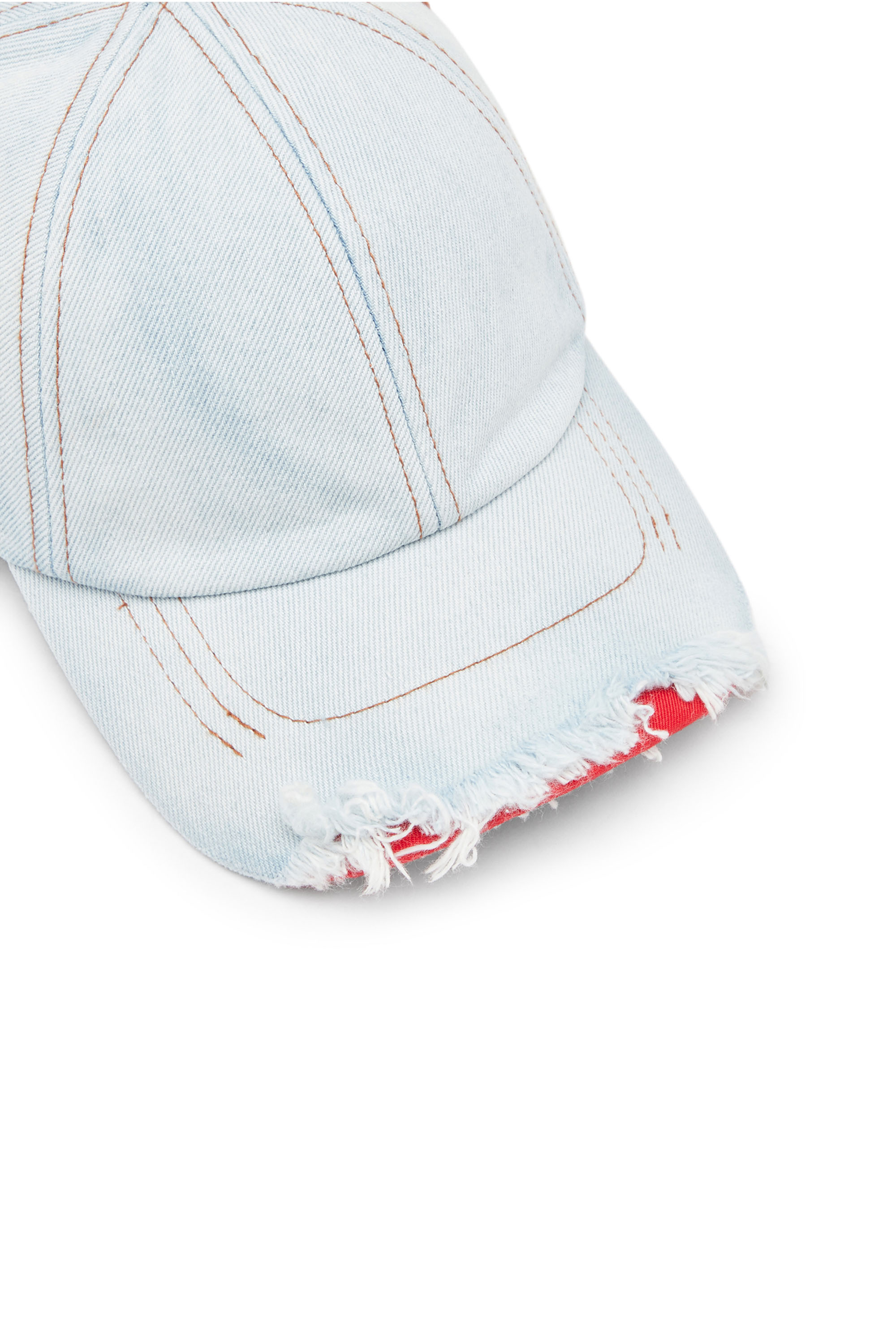 Diesel - C-REEP-1, Casquette de baseball en denim avec visière effilochée Homme in Bleu - 3