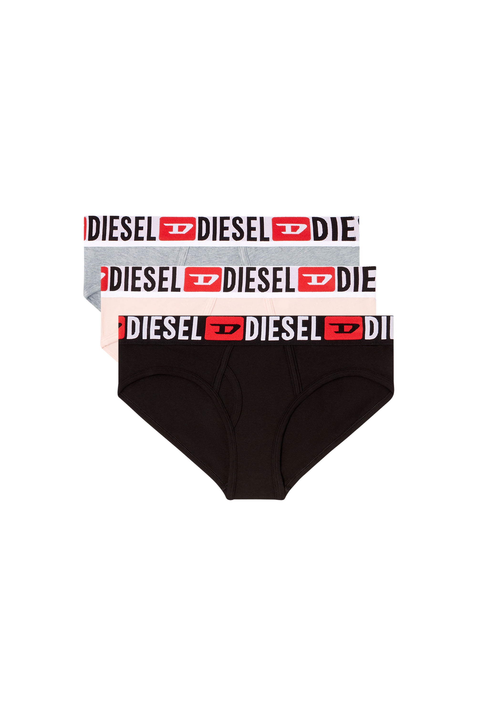 Diesel - OXY-D-CORE-3PACK, Damen Slips mit Maxilogo-Bund im Dreierpack in Rosa/Grau - 1