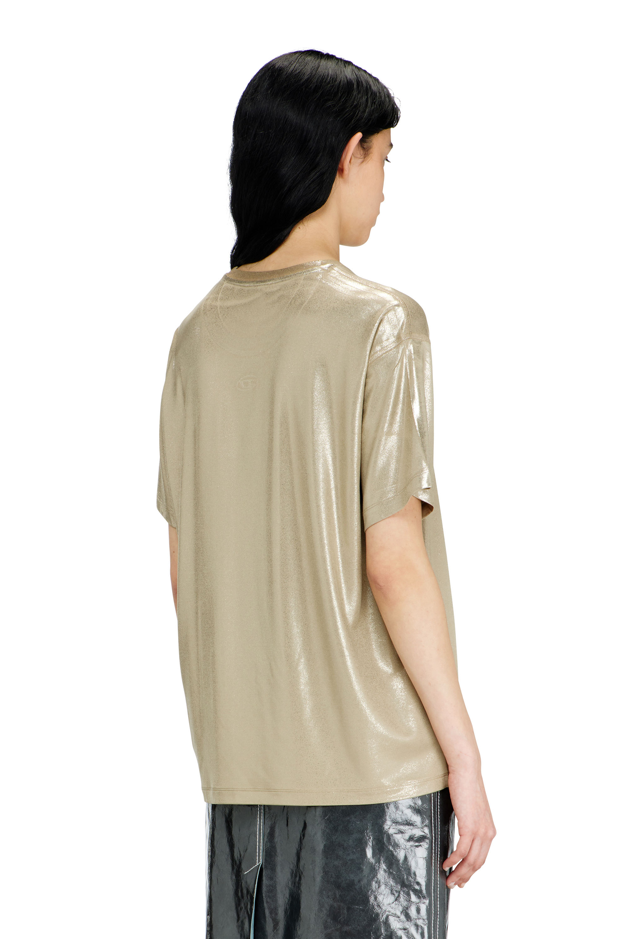 Diesel - T-NORMY-AA2, Damen Jersey-T-Shirt mit Metallic-Finish in Beige - 4