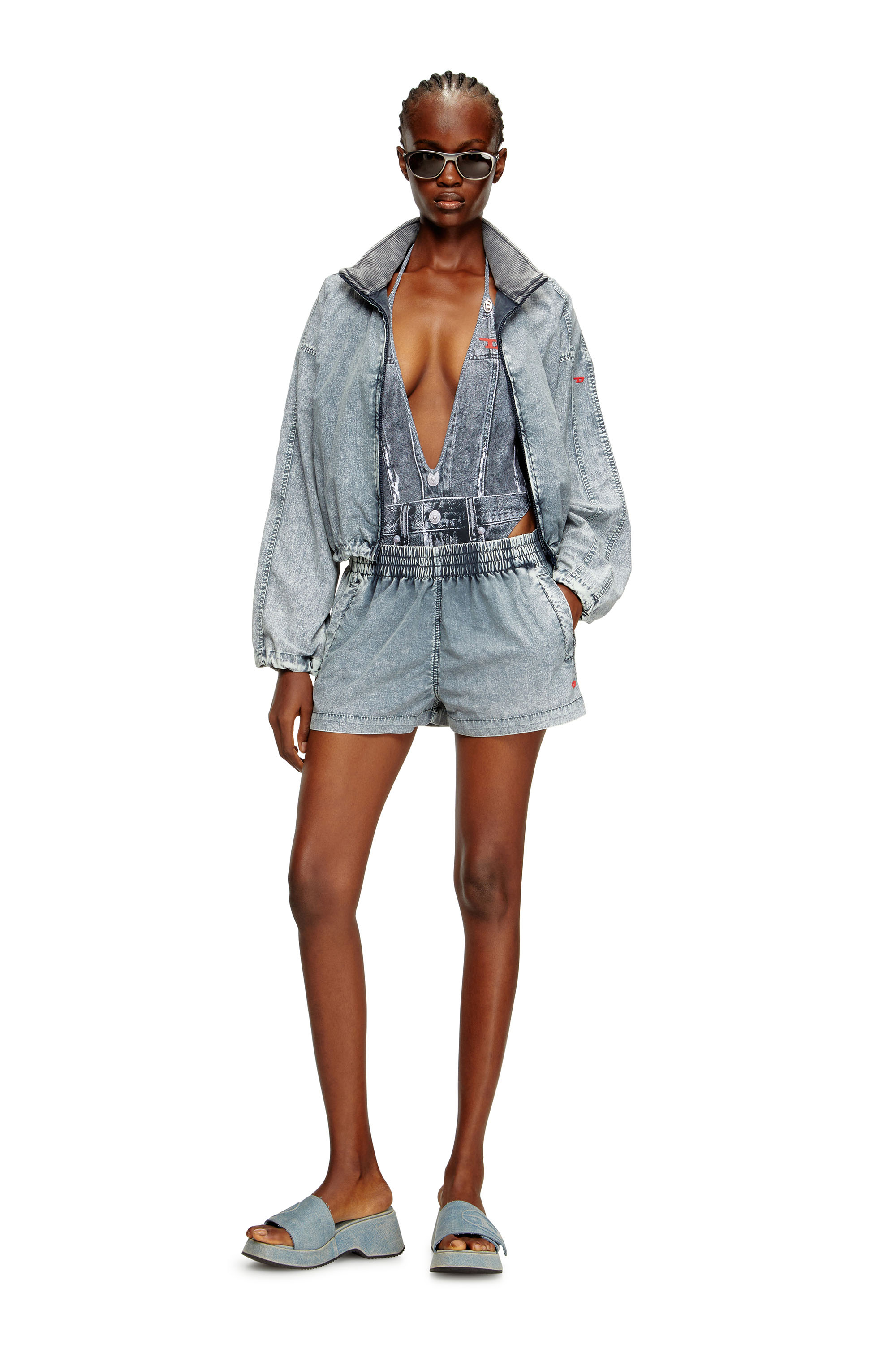 Diesel - KINSLEY-DNM, Costume intero effetto denim Donna in Blu - 5