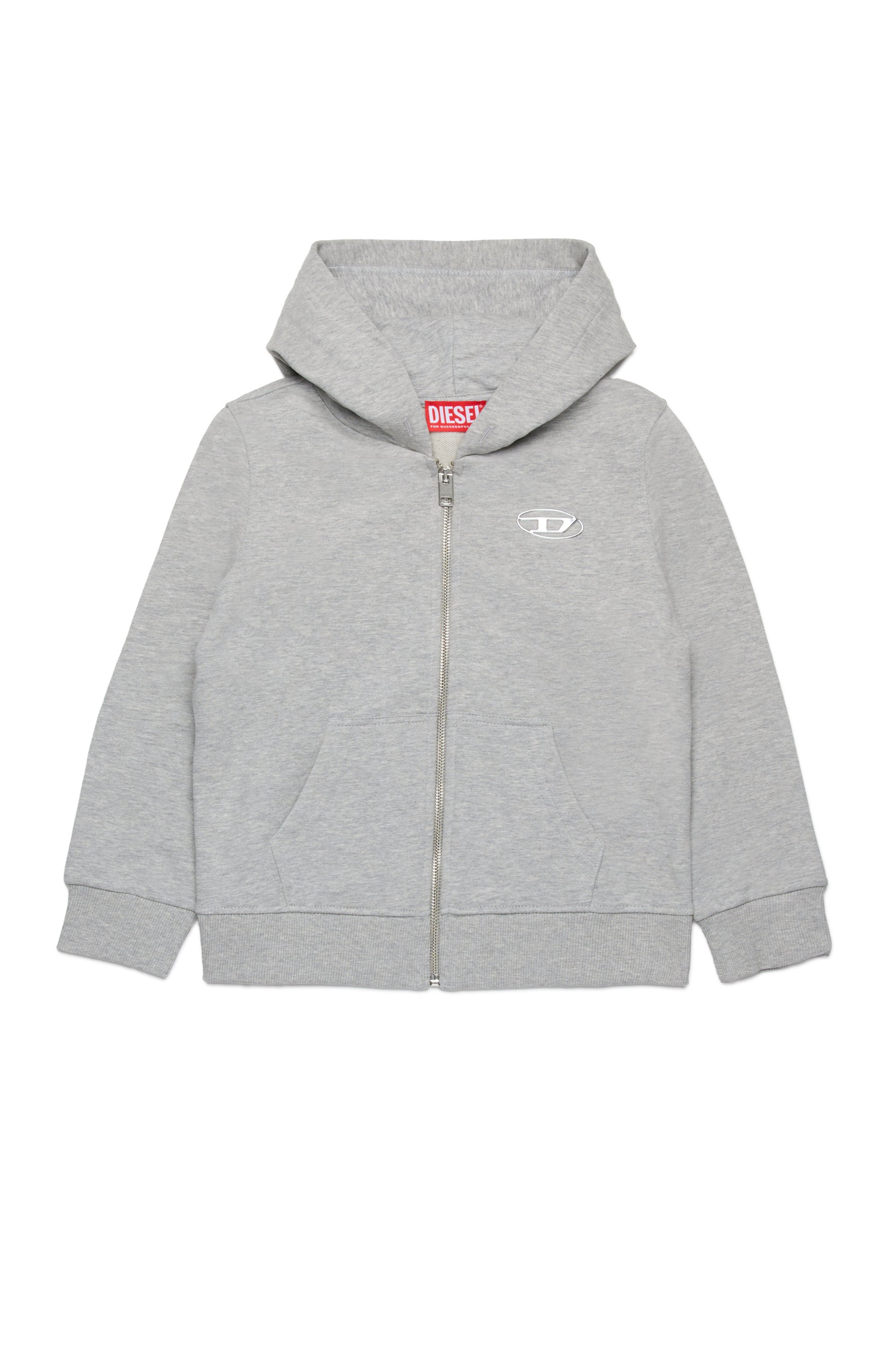 Diesel - SMACIS, Sweat-shirt à capuche zippé avec Oval D effet métal Homme in Gris - 1