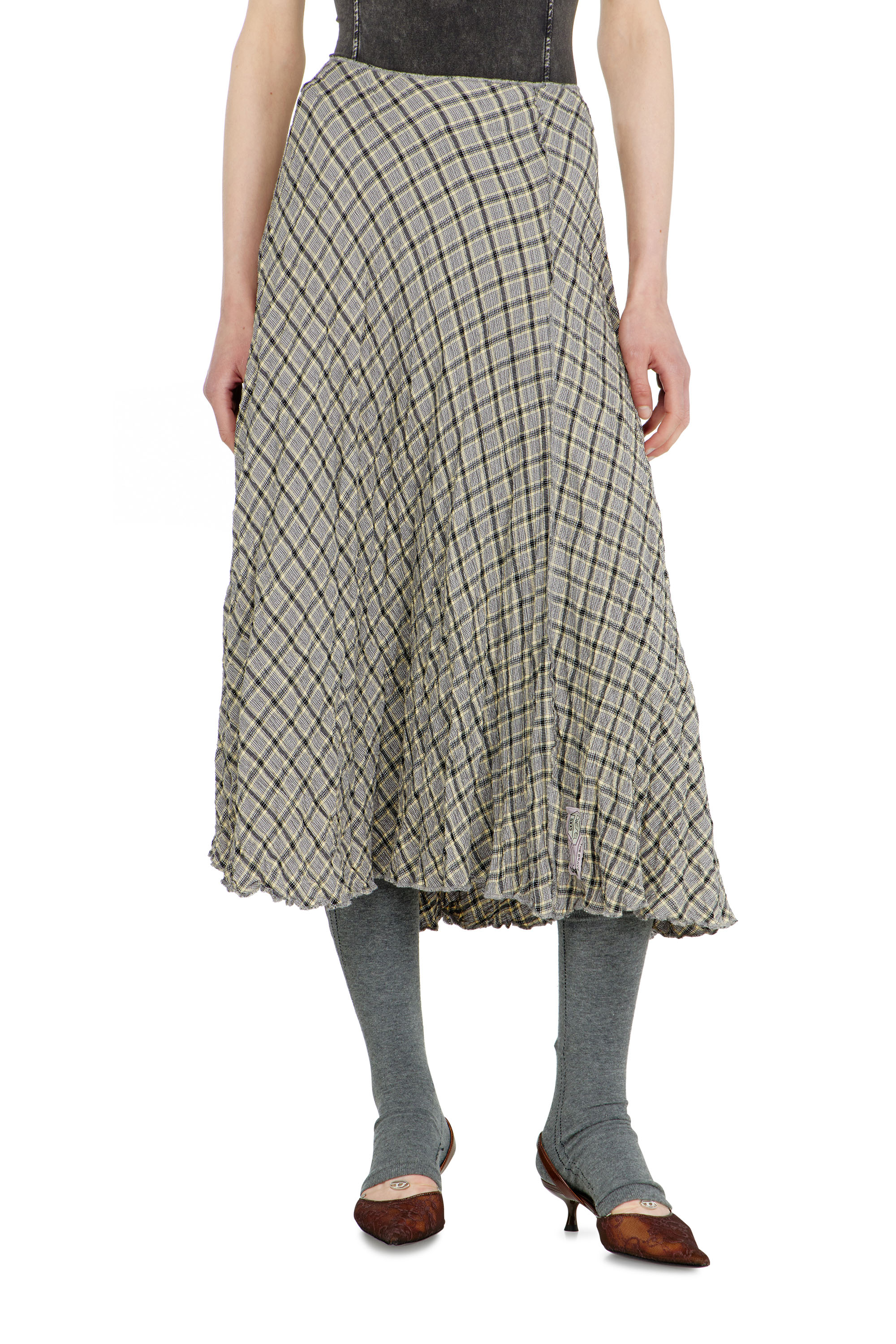 Diesel - O-XYGEN, Gonna midi in tessuto effetto seersucker a quadri Donna in ToBeDefined - 3