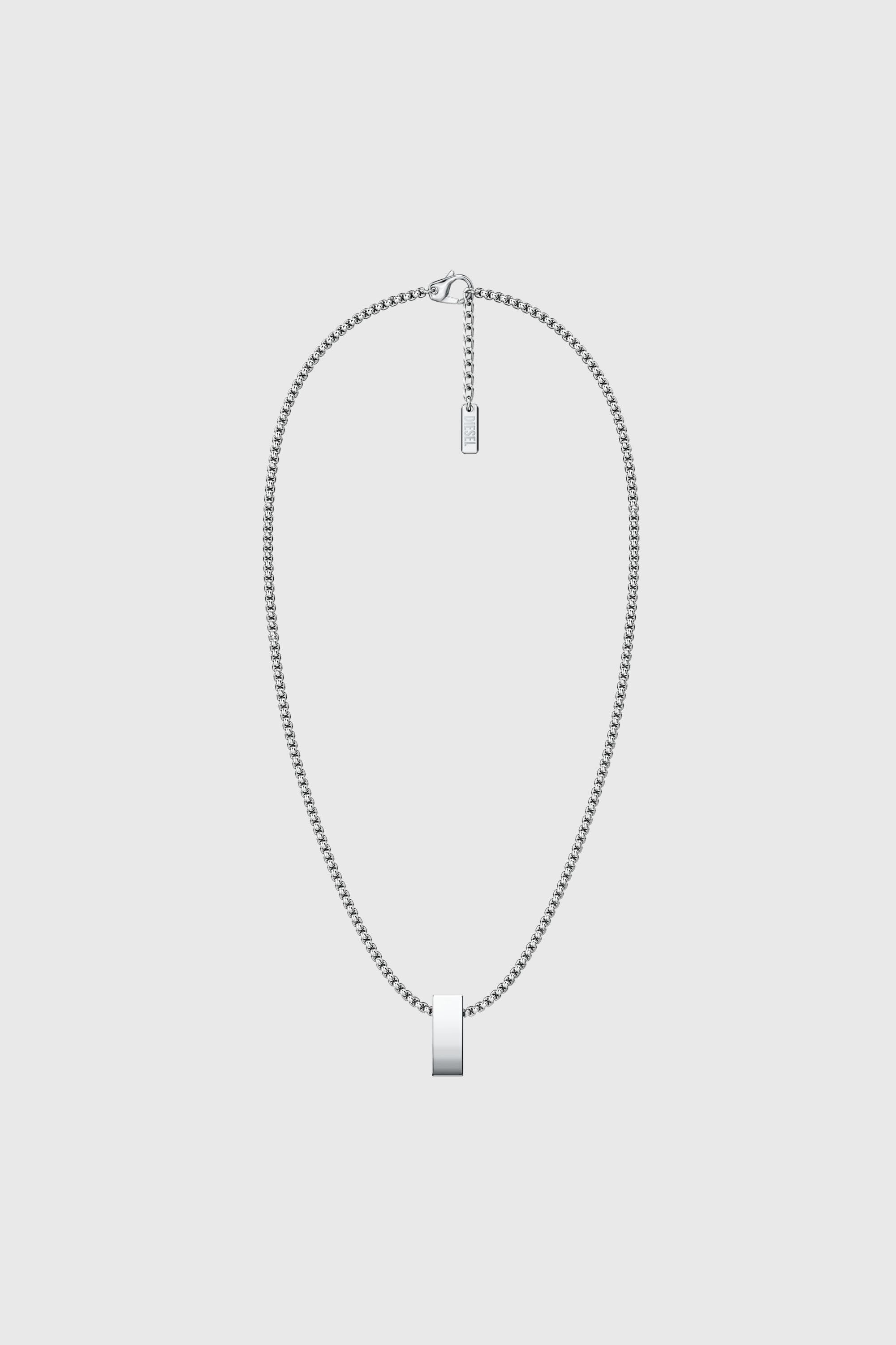 Diesel - DX1689040 JEWELLERY, Collier pendentif en acier inoxydable Mixte in Gris argent&eacute; - 1