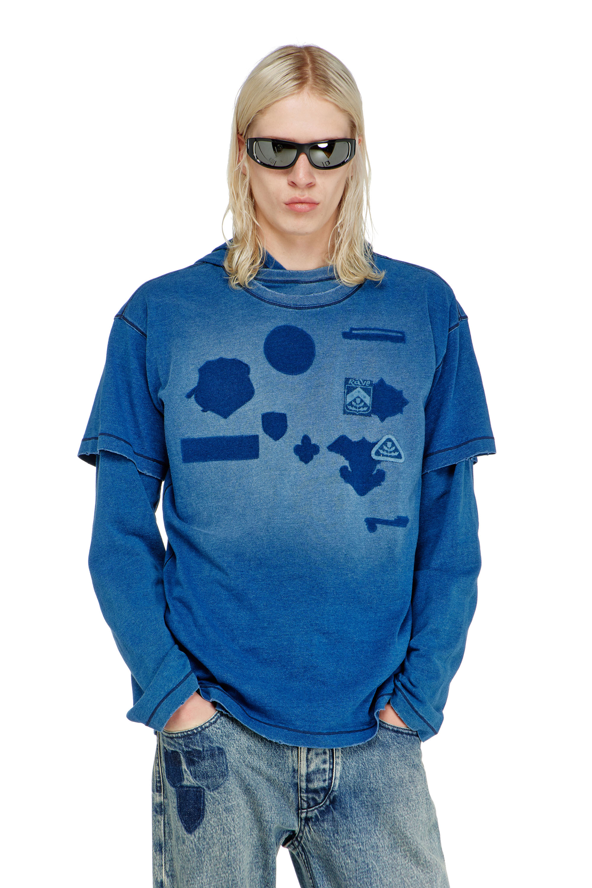 Diesel - T-NOX, Herren T-shirt mit patches mit schatteneffekt in null - 1