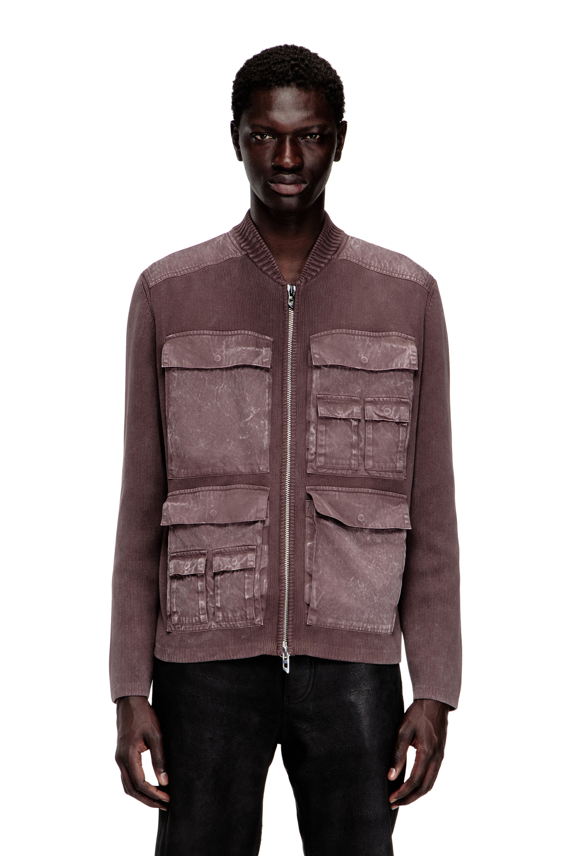 Diesel - K-GEROME, Man's Zip-up cardigan with cargo pockets in null - 1