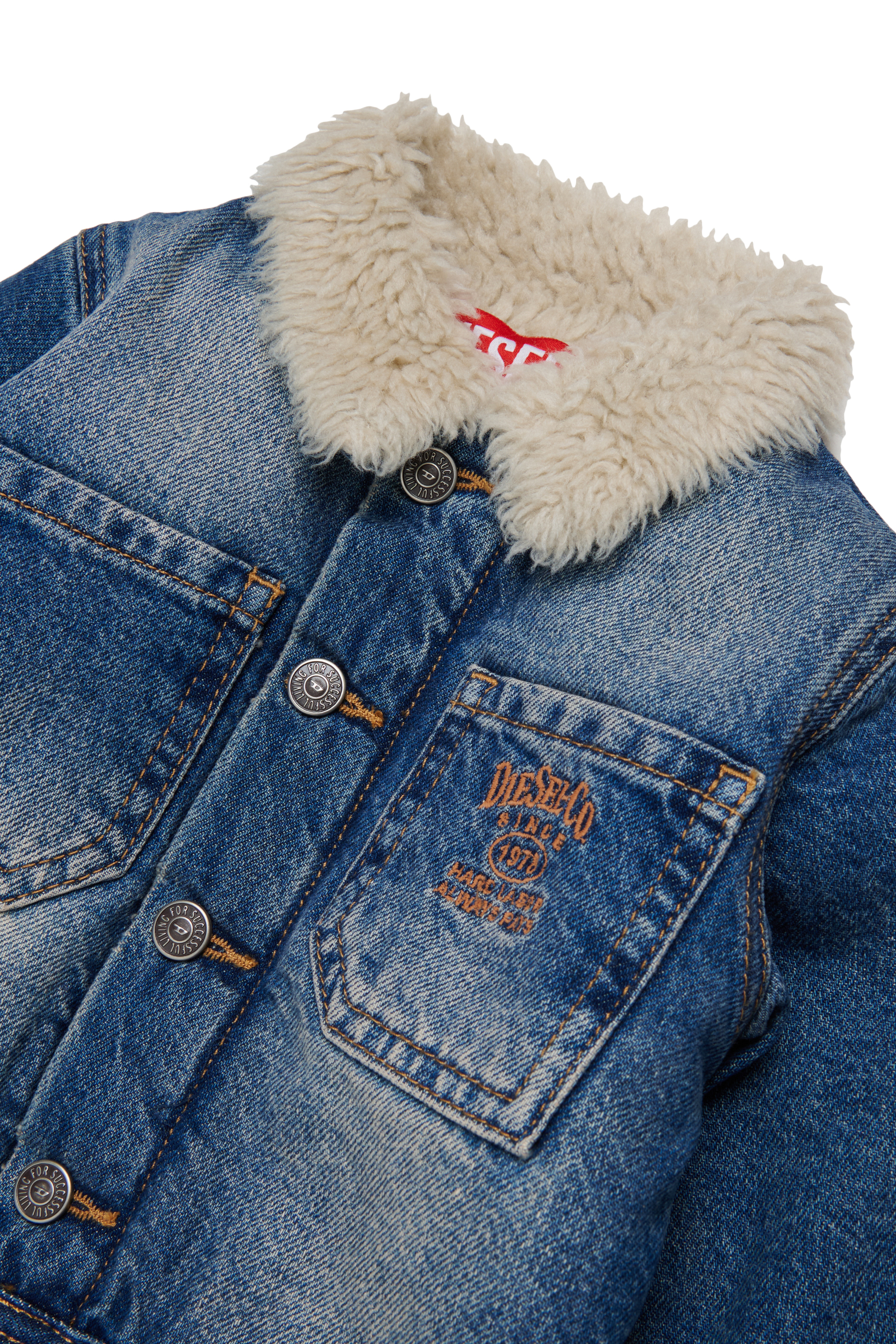 Diesel - JOMYB-FUR, Giacca in denim con collo sherpa Unisex in Blu - 3