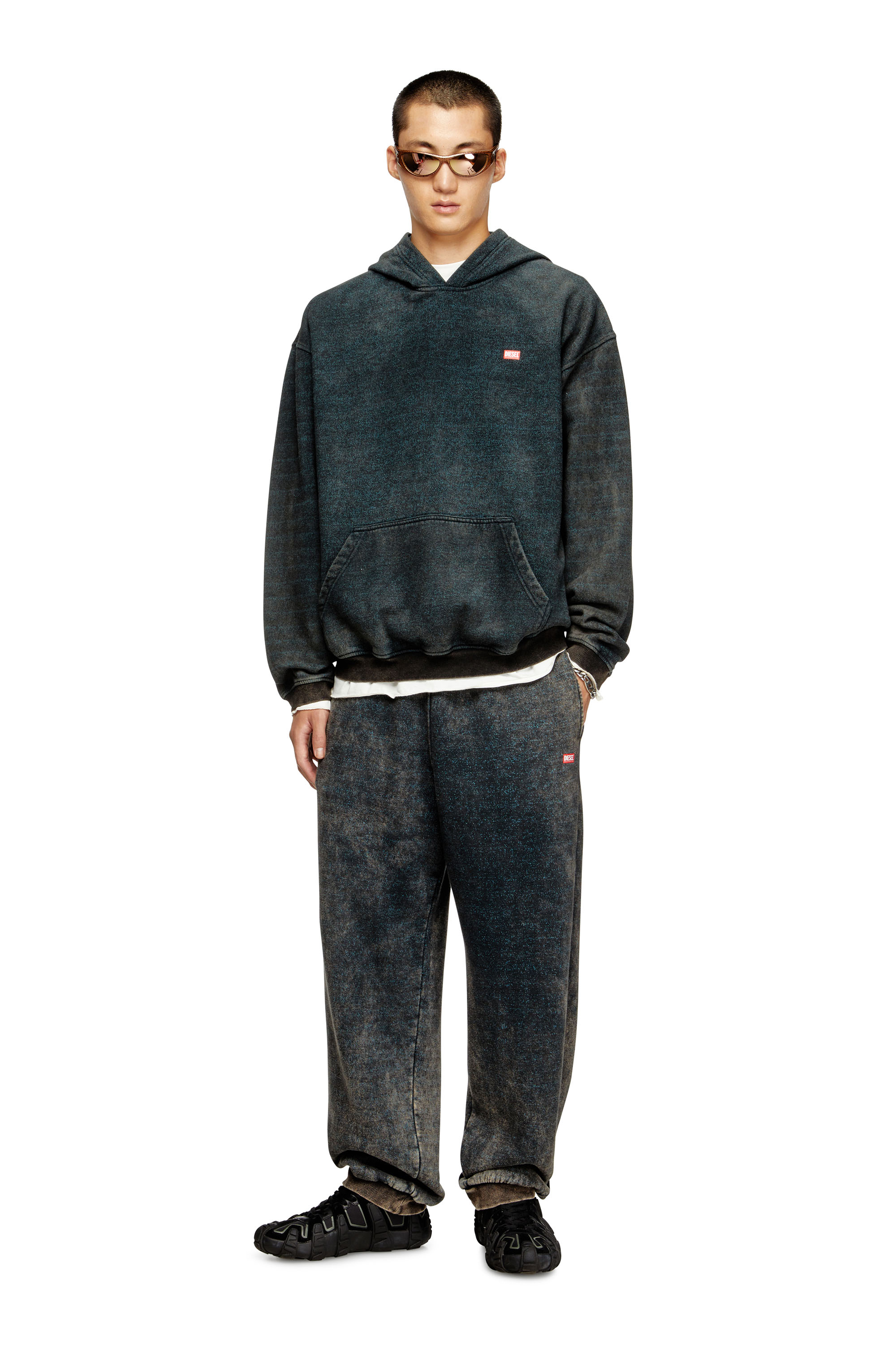 Diesel - S-KAI, Hoodie in cotone con tasca a marsupio Uomo in Multicolor - 1