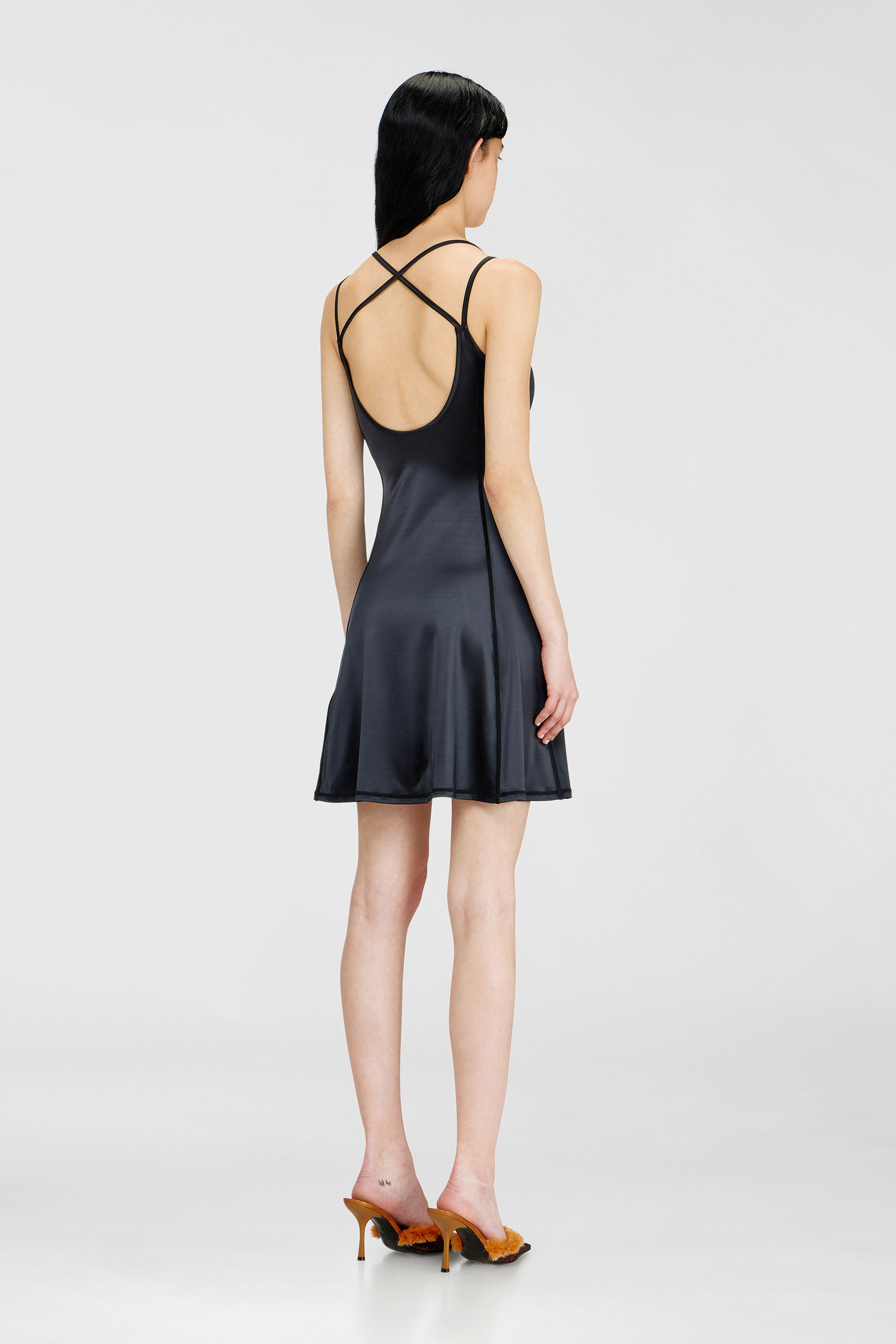 Diesel - D-IMMY, Robe fluide &agrave; fines bretelles doubles Femme in Noir - 4