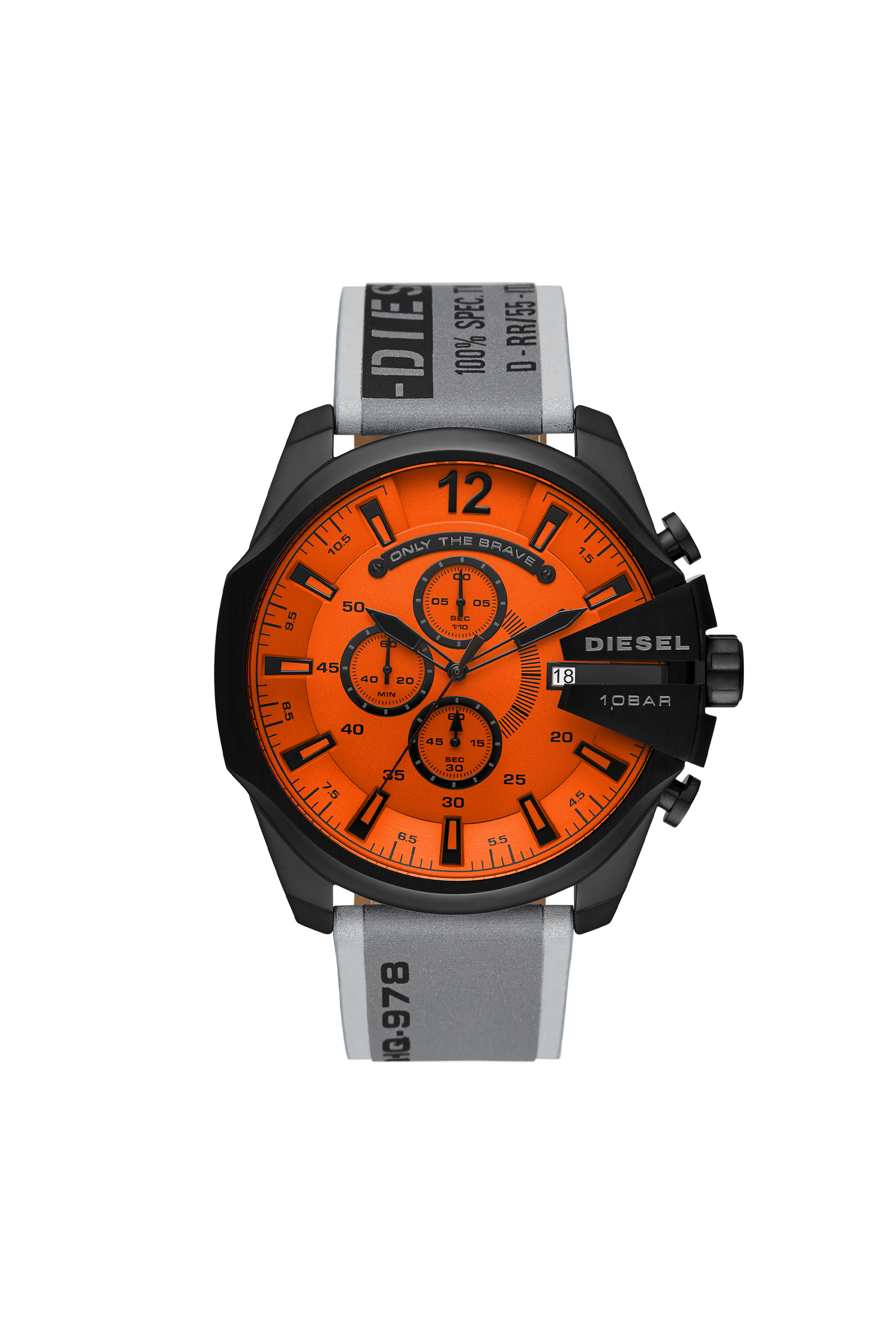 Diesel - DZ4535, Montre Mega Chief chronographe en acier inoxydable gris Homme in Noir - 1