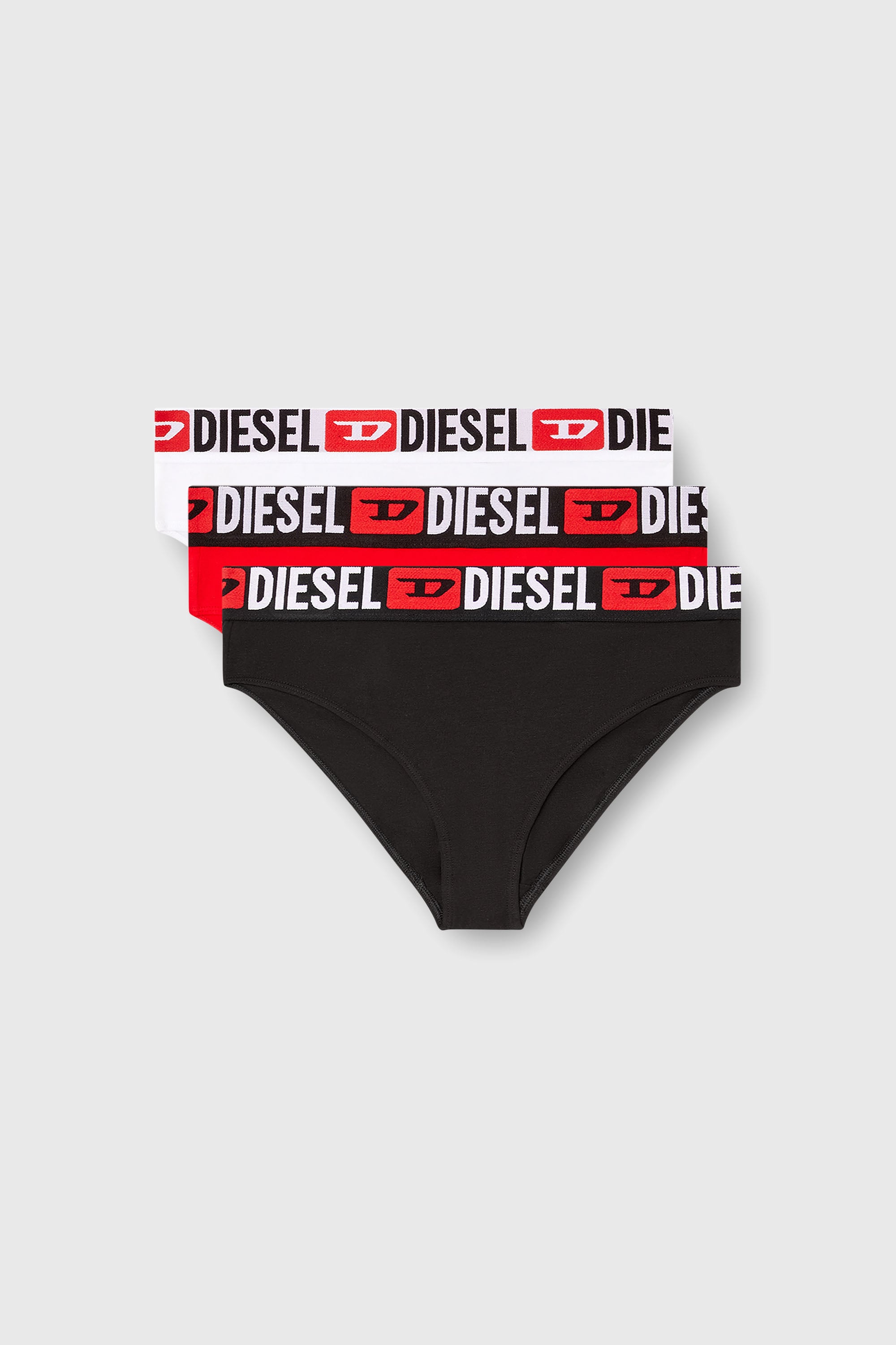 Diesel - SAM-D-CORE-3PACK, Damen Slips mit Maxilogo-Bund im Dreierpack in Rot/Schwarz - 1
