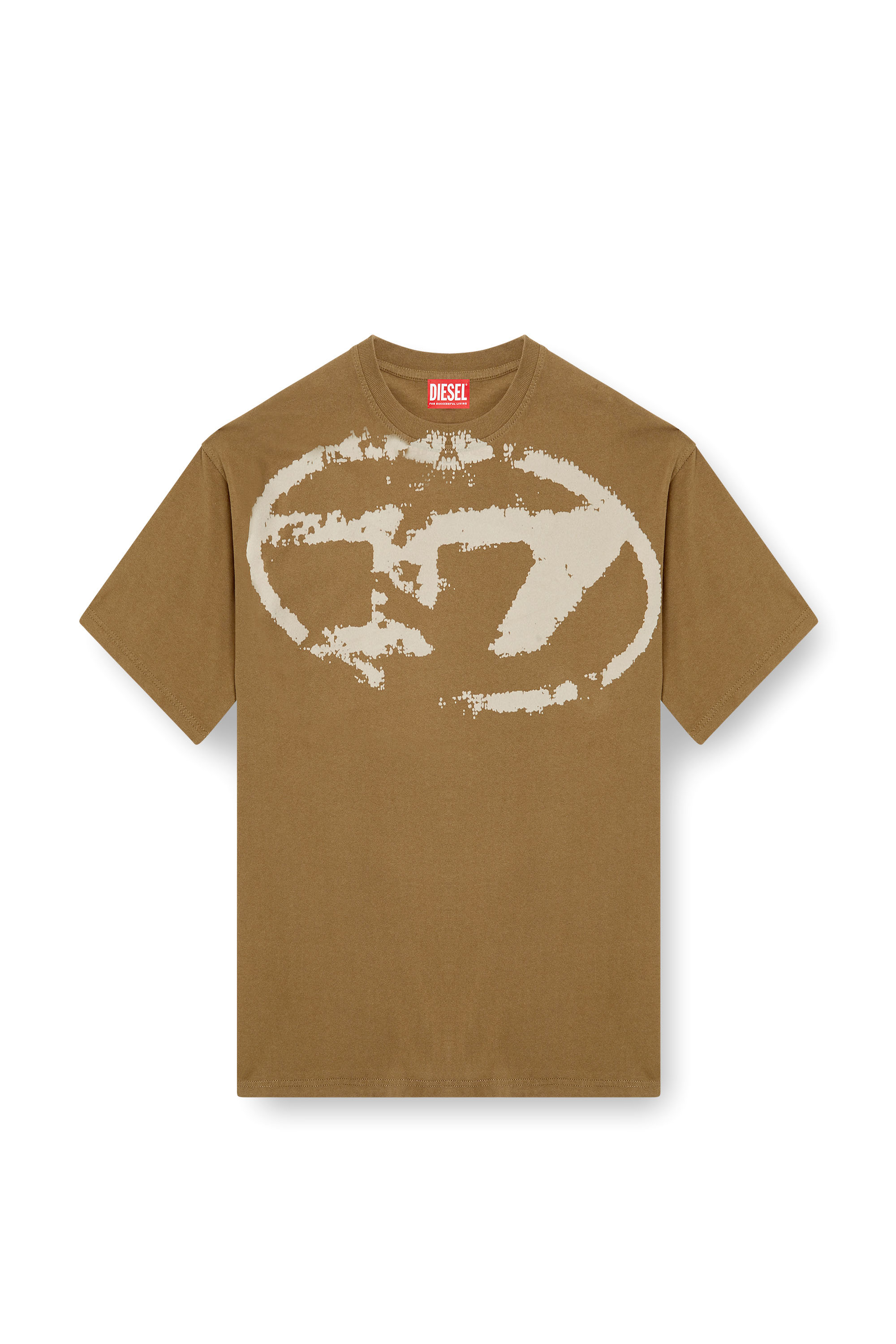 Diesel - T-BOXT-N14, T-shirt con stampa distressed floccata Uomo in Verde - 2