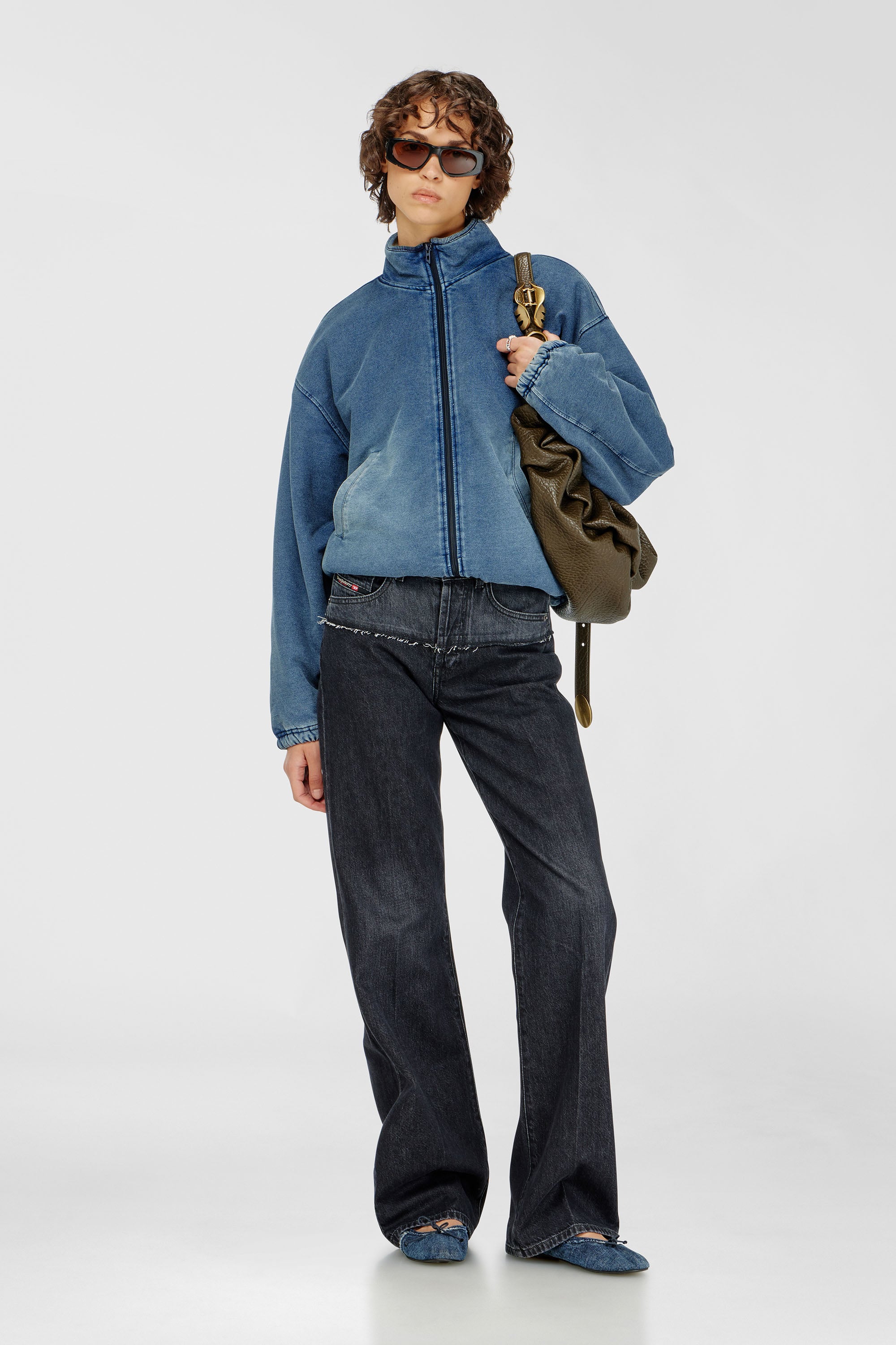 Diesel - G-LEAMY, Veste sweat effet denim Femme in Bleu - 2