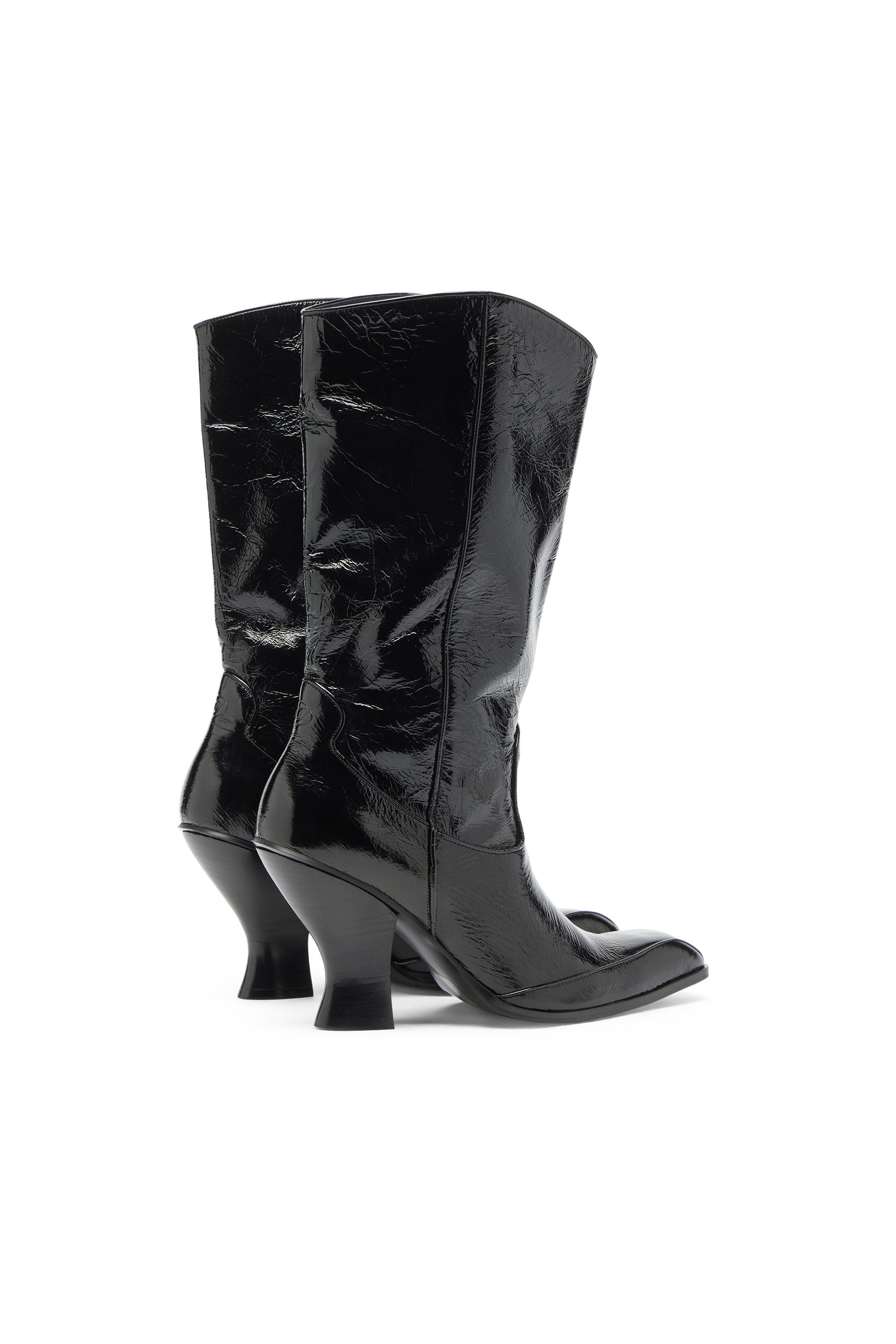 Diesel - D-LUFFY-75-TUBE, Woman's D-Luffy - Knee-high boots in patent leather in Black - 3