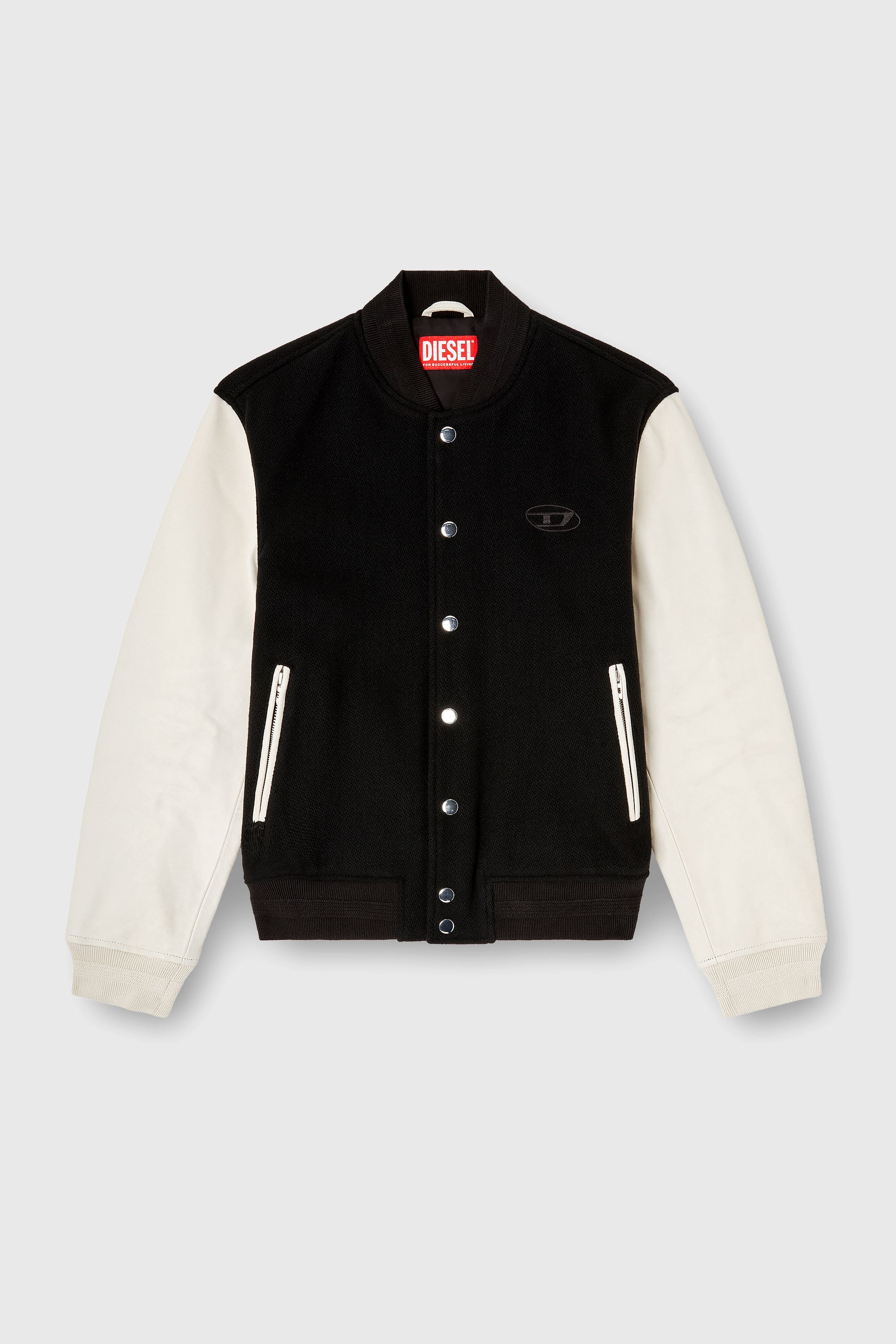Diesel - L-ARRY-WRD, Blouson aviateur en m&eacute;lange de laine et cuir Homme in Polychrome - 2