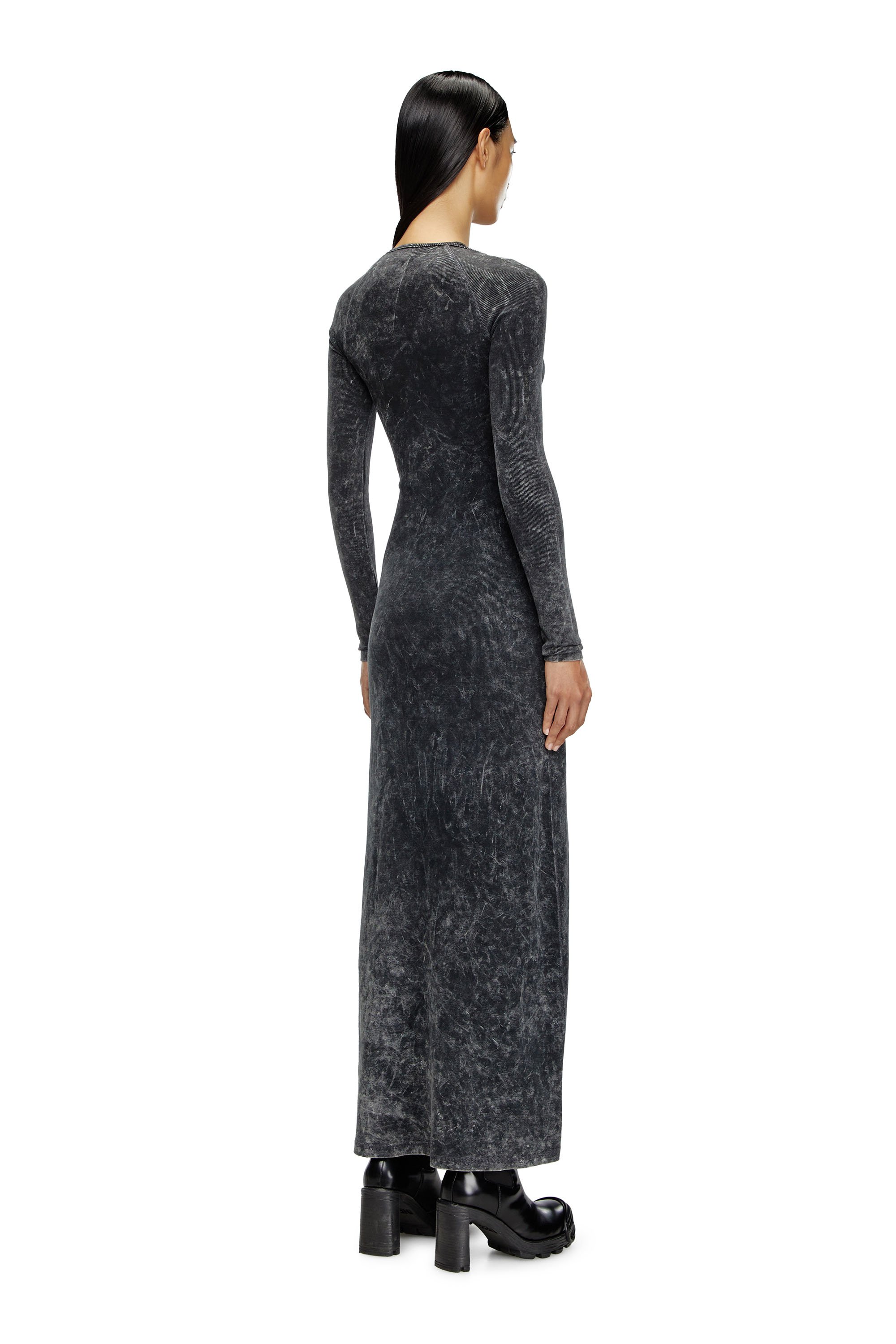 Diesel - D-MARINEL, Woman Long dress with marbled effect in Black - Image 2