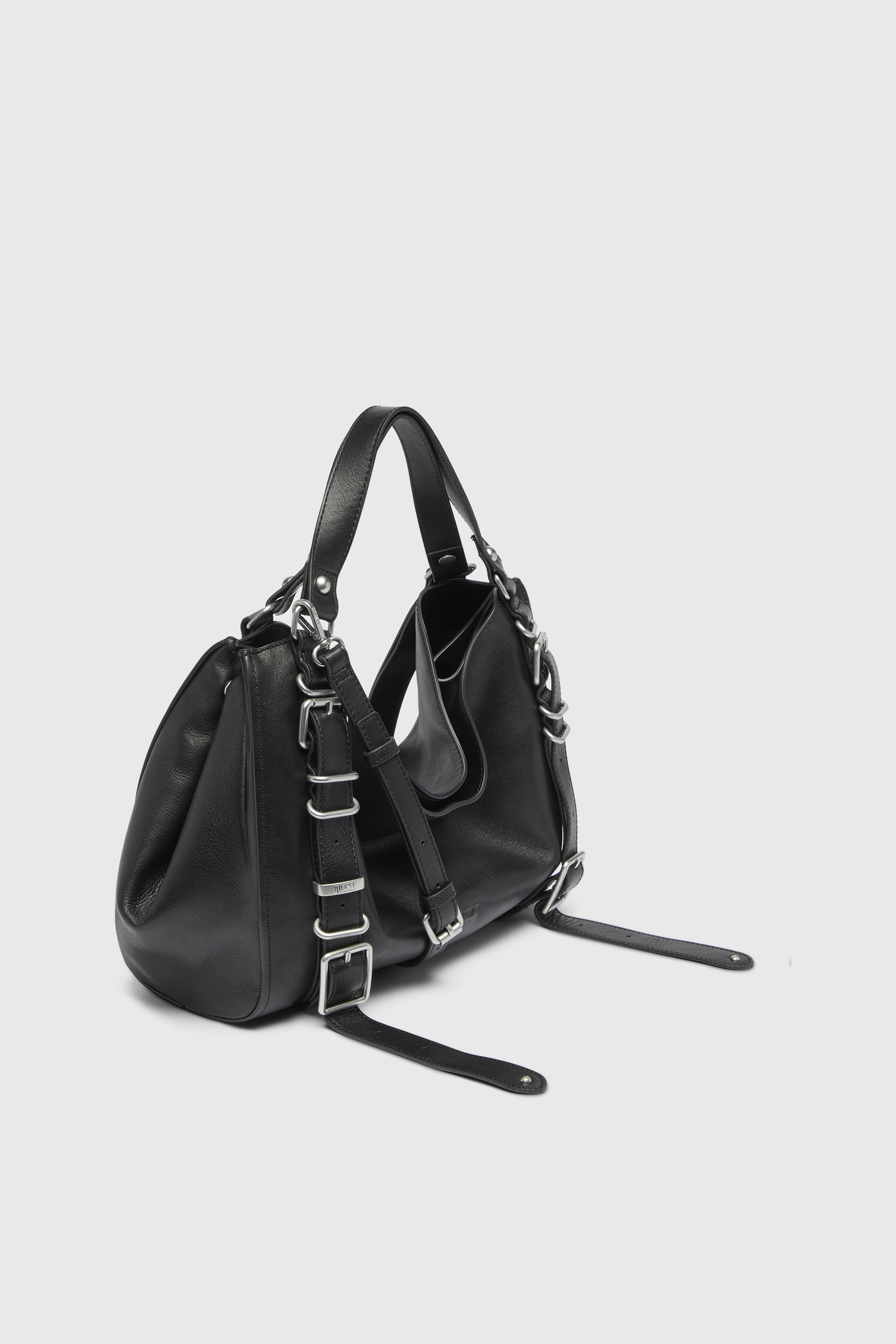 Diesel - D-ONE TOPHANDLE M, D-One-Borsa media a mano in pelle trattata Unisex in Nero - 5