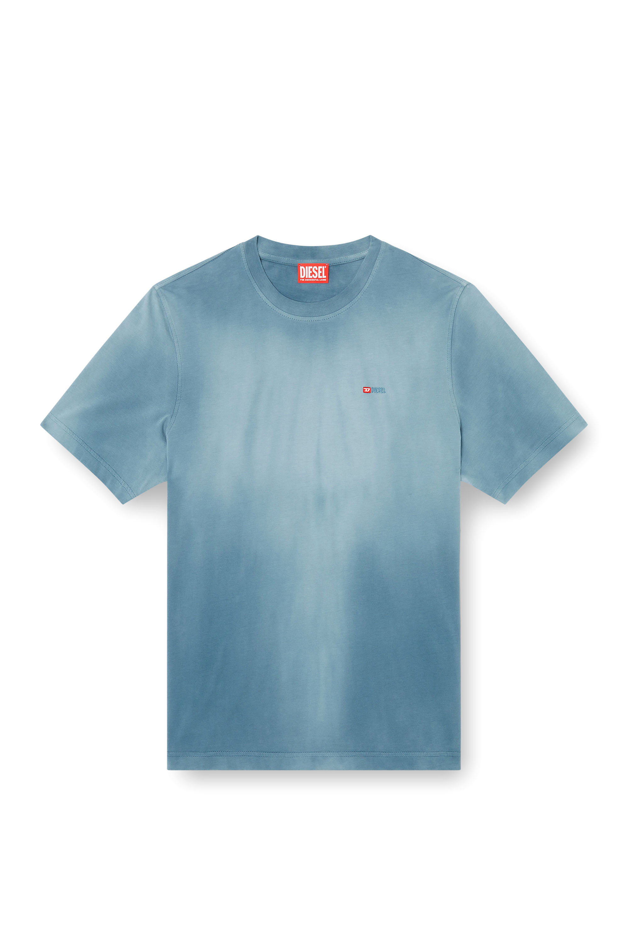 Diesel - T-ADJUST-R15, T-shirt délavé avec micro-logo brodé Homme in Bleu - 3