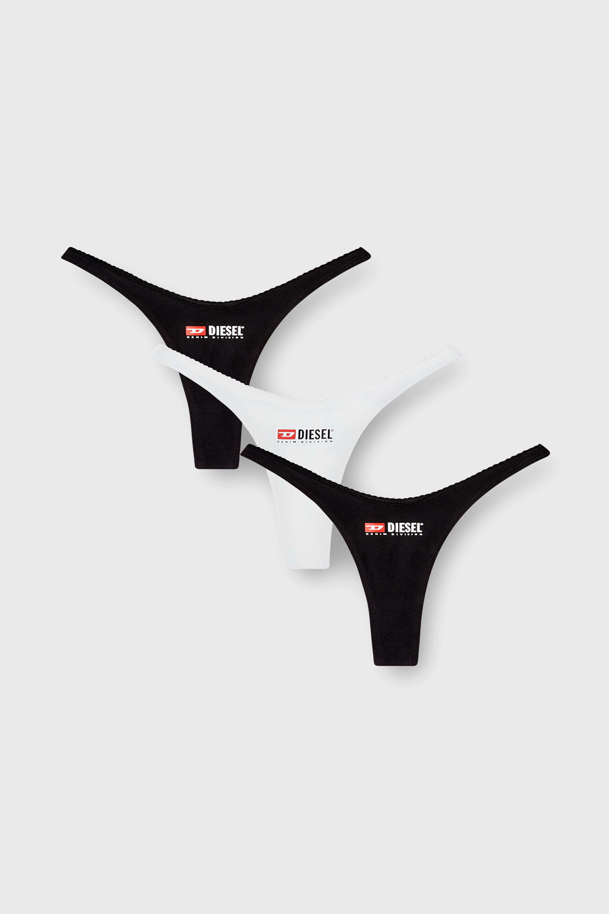 Diesel - MICRO-PUNCHY-D-CORE-3PACK, Set da tre perizomi in cotone elasticizzato con logo Donna in Nero - 2
