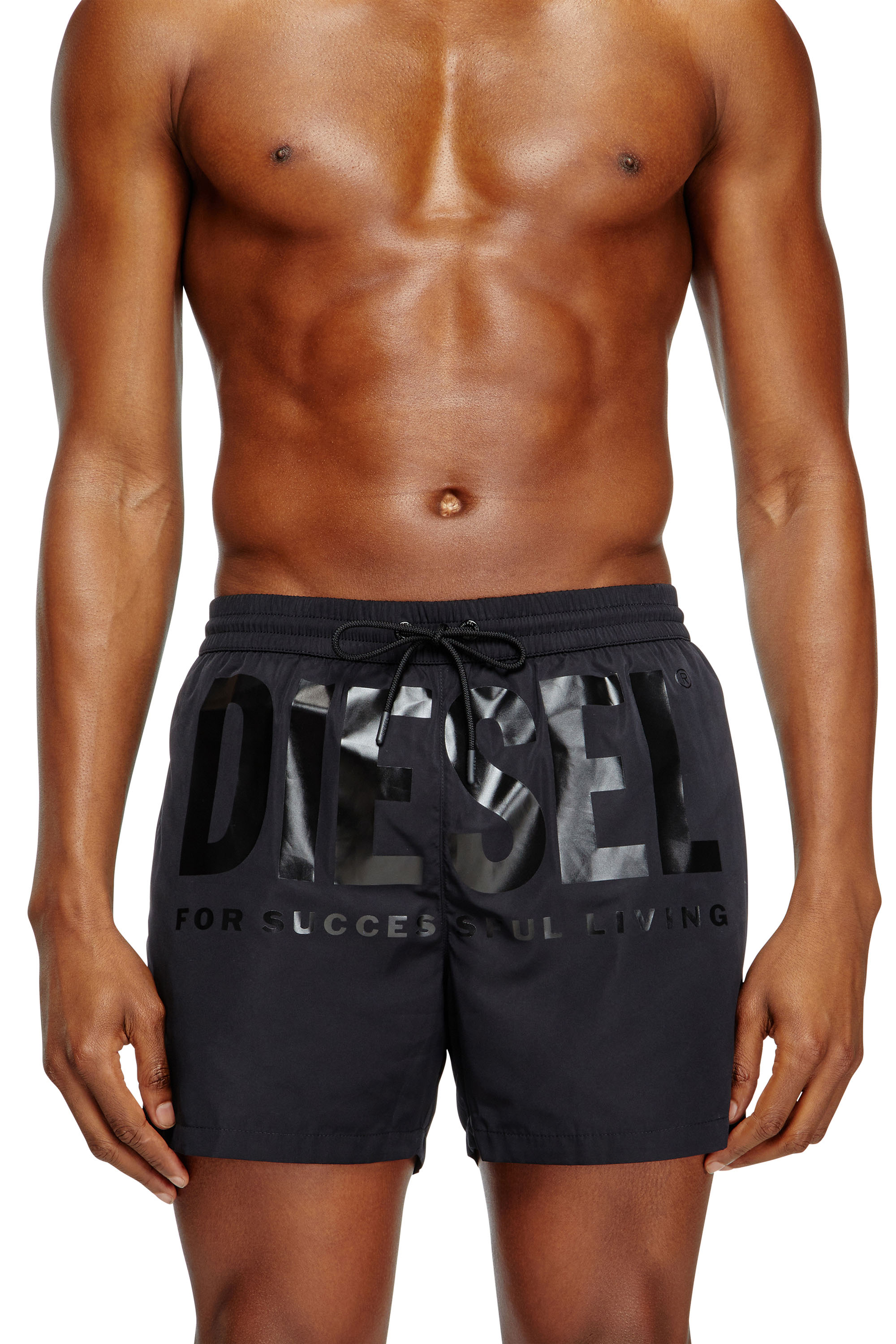Diesel - KEN-37-D-CORE, Pantaloncini da mare con maxi logo Uomo in Nero - 1