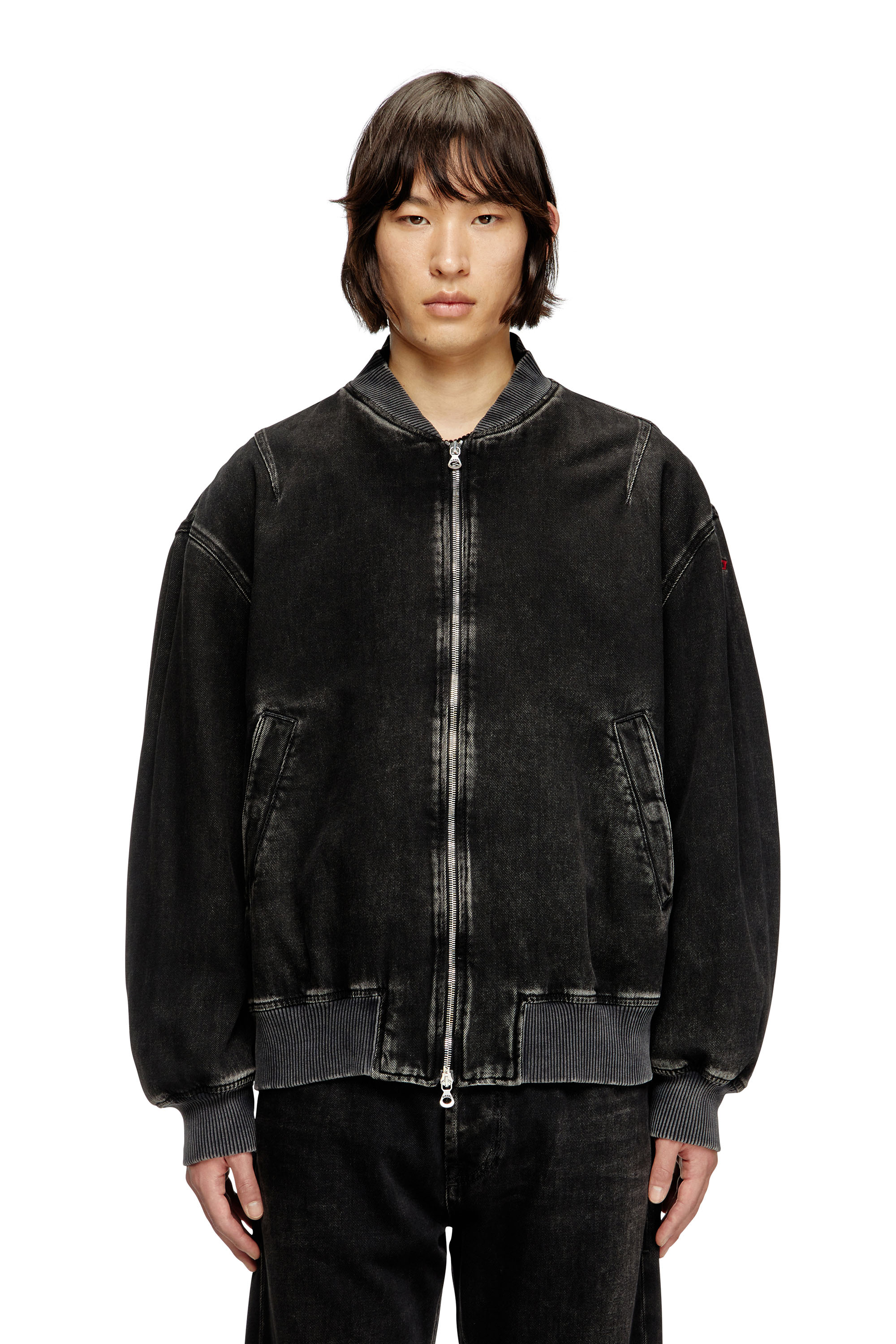 Diesel - D-VINZ, Bomber in denim lavaggio clean Uomo in Nero - 1