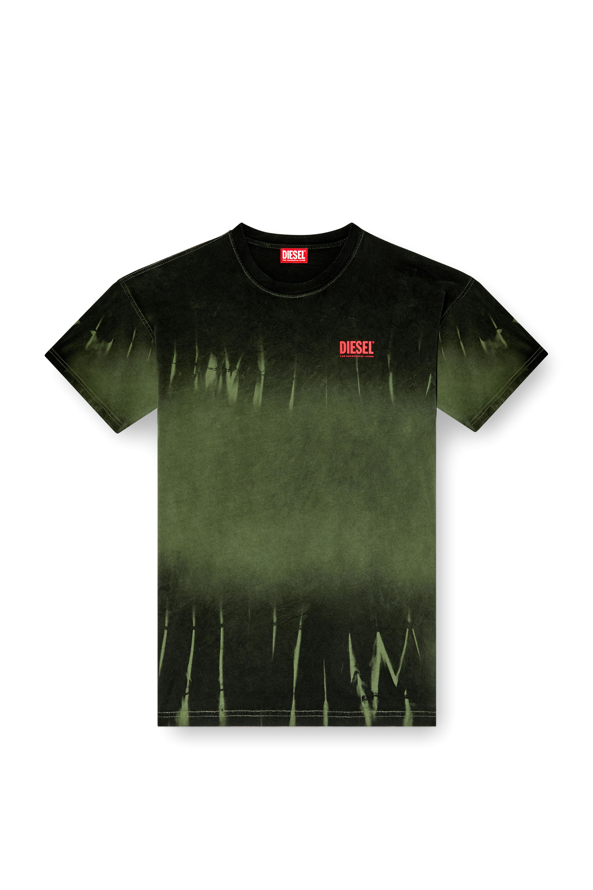 Diesel - T-BOXT-R3, T-shirt tie-dye con stampa logo Uomo in Verde - 3